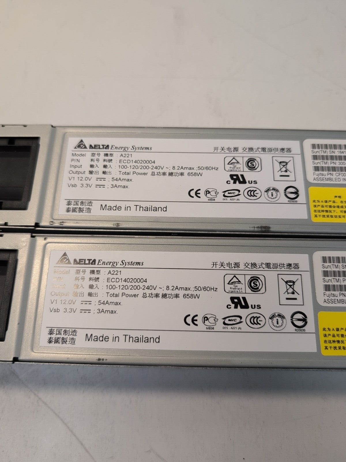🔥 2x ECD14020004 Delta A221 658W Power Supply 300-2015-05 For SUN X4140 -