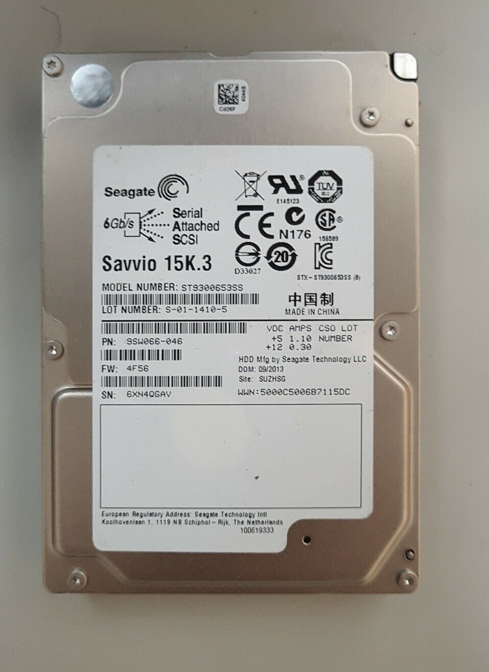 - 5x SAVVIO Seagate ST9300653SS 9SW066 300GB 15K RPM 6Gbps 2.5" SAS HDD  