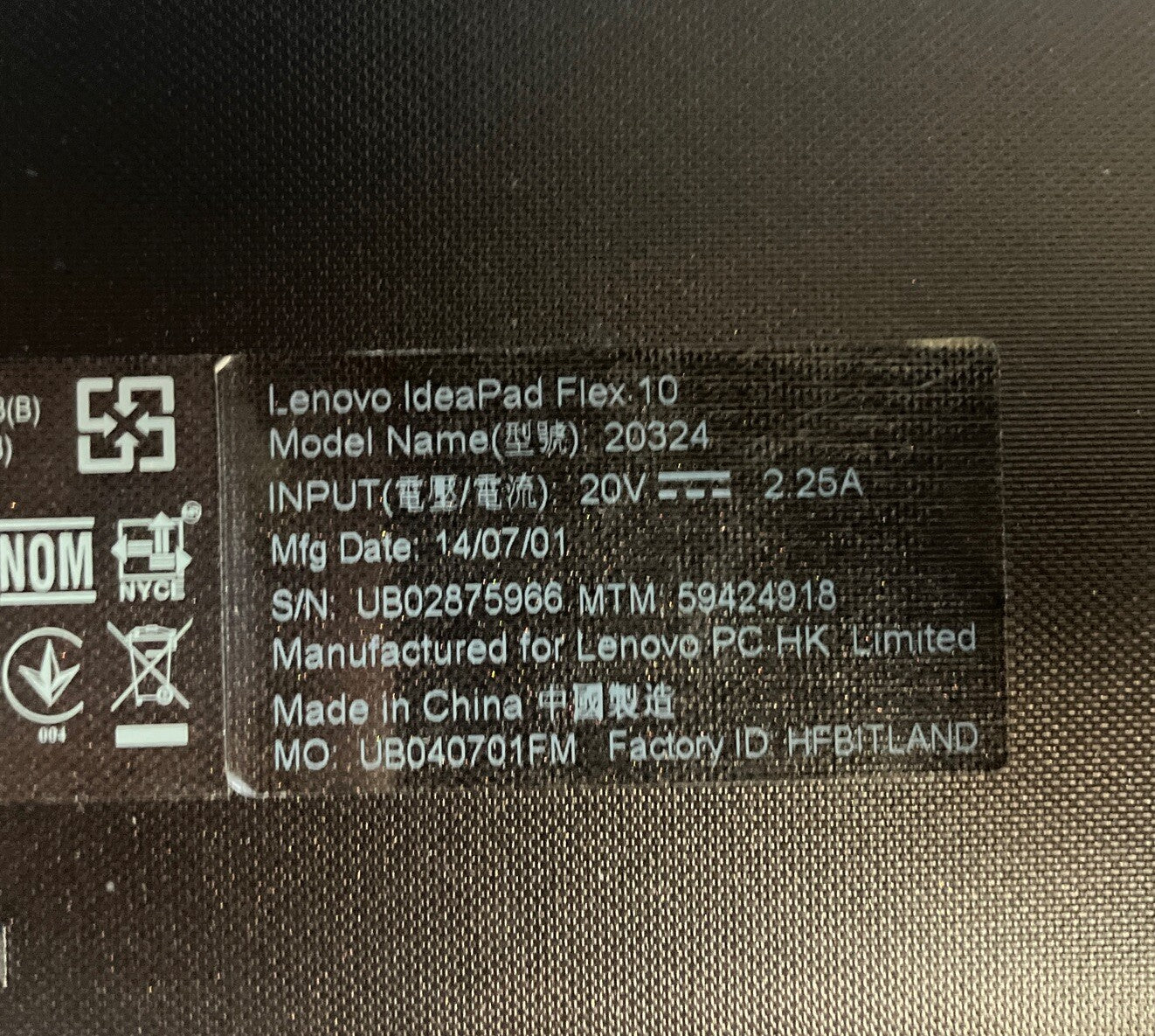 Lenovo IdeaPad Flex 10 Touchscreen Laptop Celeron N CPU, 2GB RAM (Bad Battery) ~