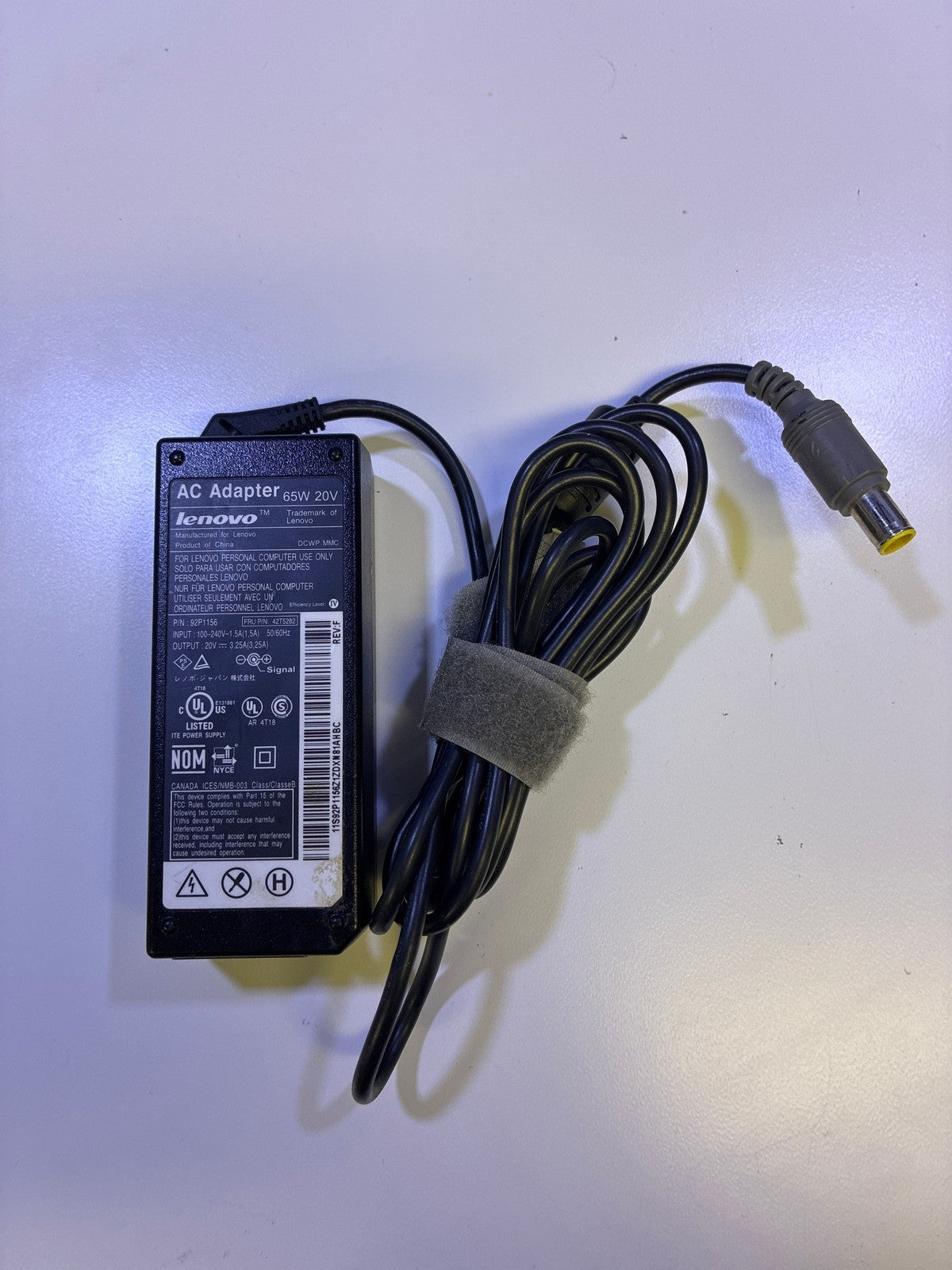 🔥 Lenovo 65W 20V AC Adapter 92P1156 FRU 42T5282 Yellow-Tip ThinkPad Charger