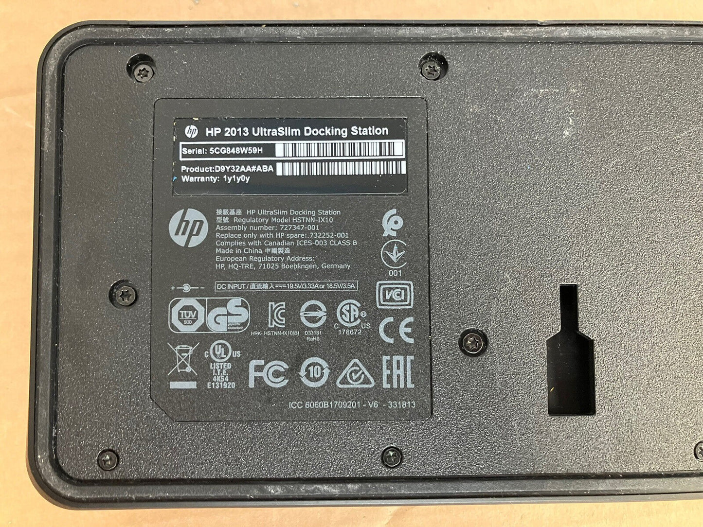 ~ HP 2013 UltraSlim Docking Station 727347-001 732252-001 W/ AC