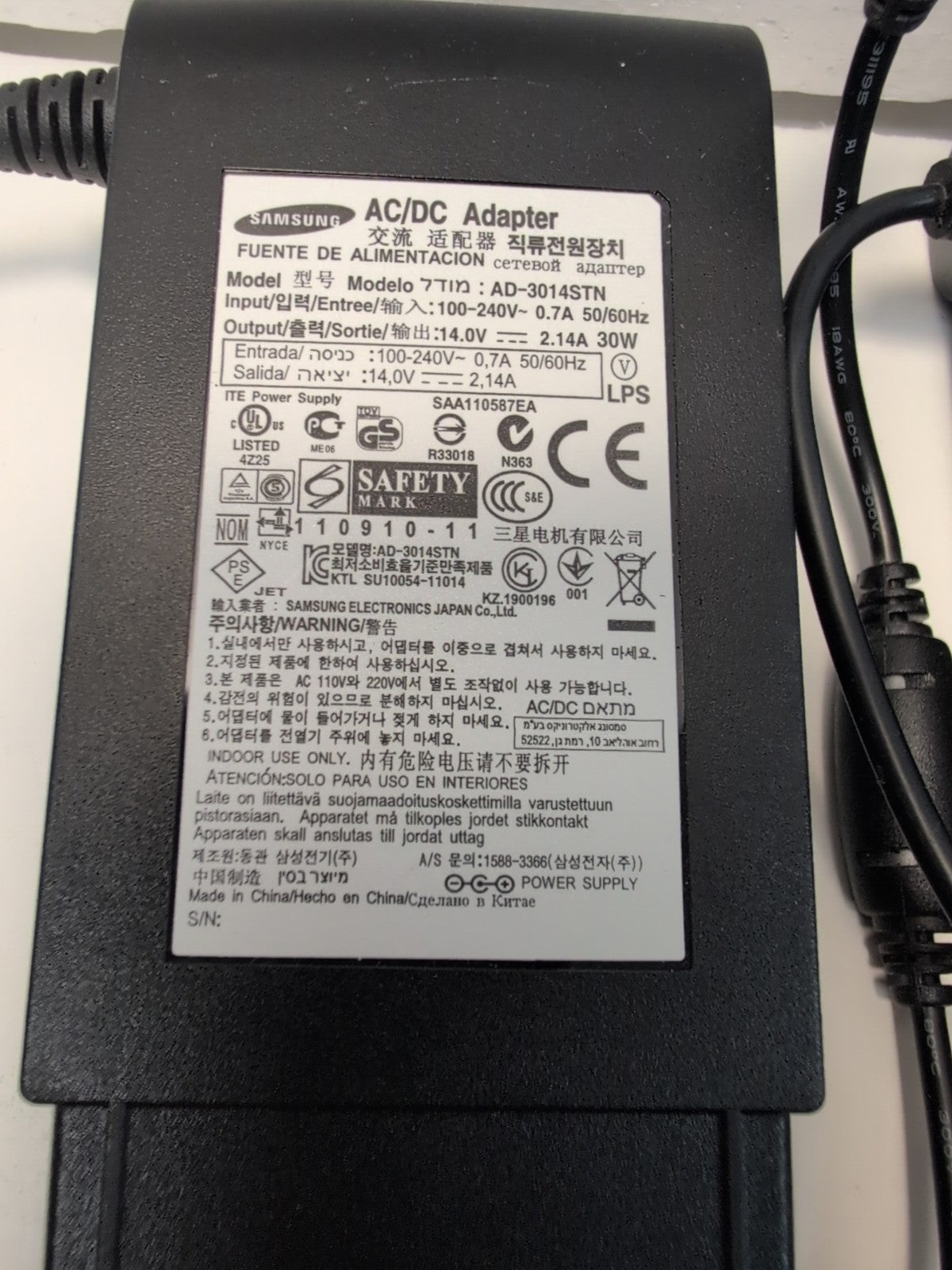 🔥 2x Samsung 30W AC Adapter 14.0V 2.14A AD-3014STN for Samsung LED Monitor -