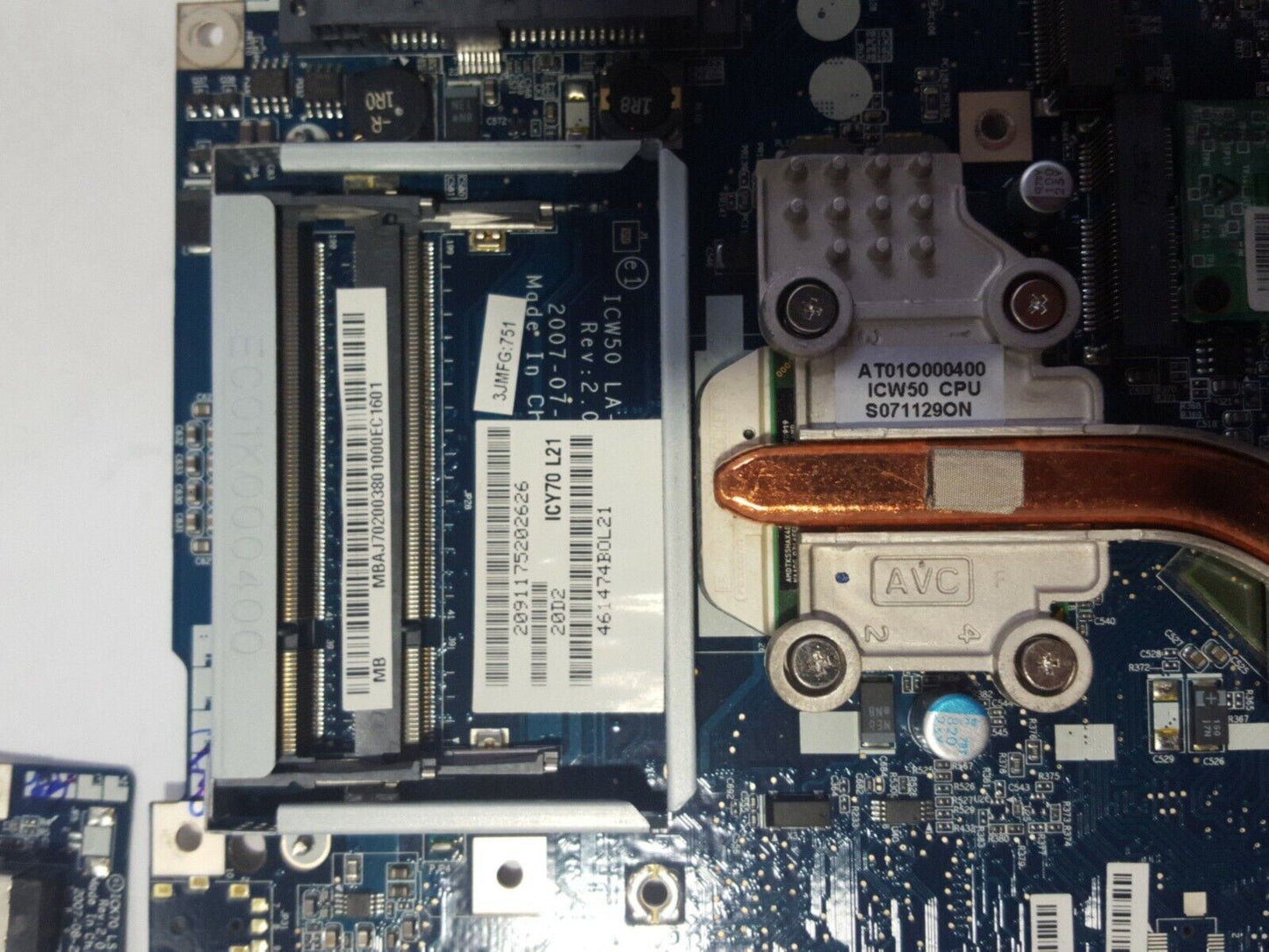 ~Untested Motherboard For Acer Aspire  7520 Series Model No: ICY70 With Processo