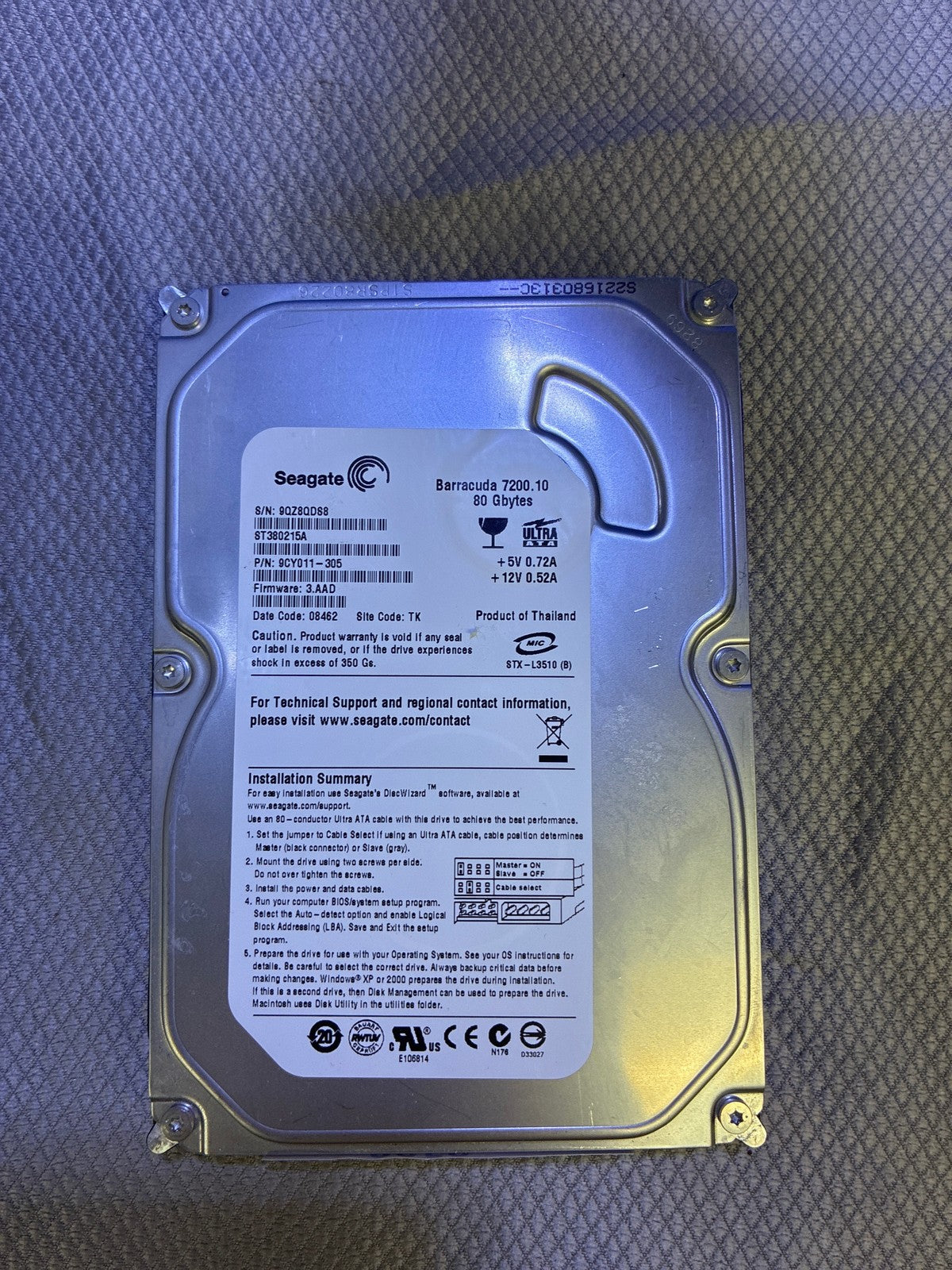 🔥 Seagate Barracuda 7200.10 ST380215A 80GB IDE/PATA 3.5 in Desktop Hard Drive
