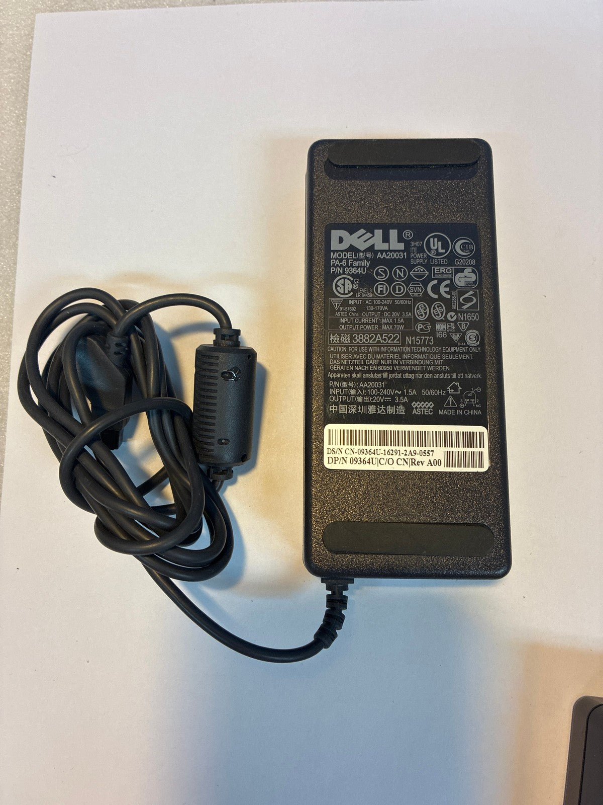 🔥 Dell PA-6 Family AC Adapter AA20031 20V 3.5A 70W 9364U Multi-Pin