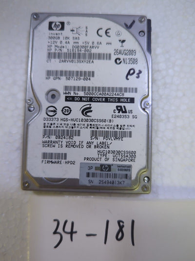 - HP 614829-002 MM0500GBKAK 300GB 6G 7.2K  Enterprise SFF 2.5" SATA Hard Drive