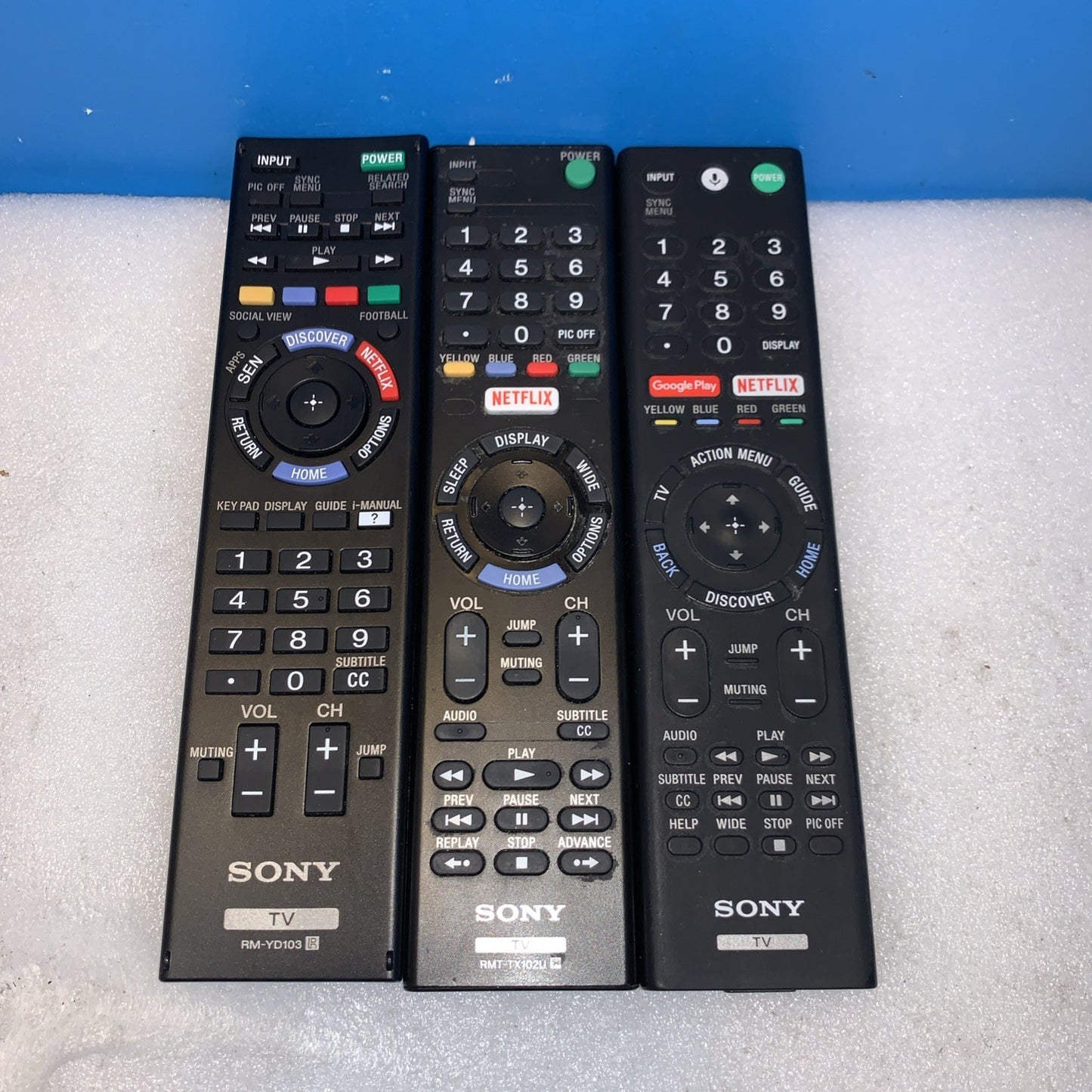 Lot of 3 Sony TV remote RM RMT & ..