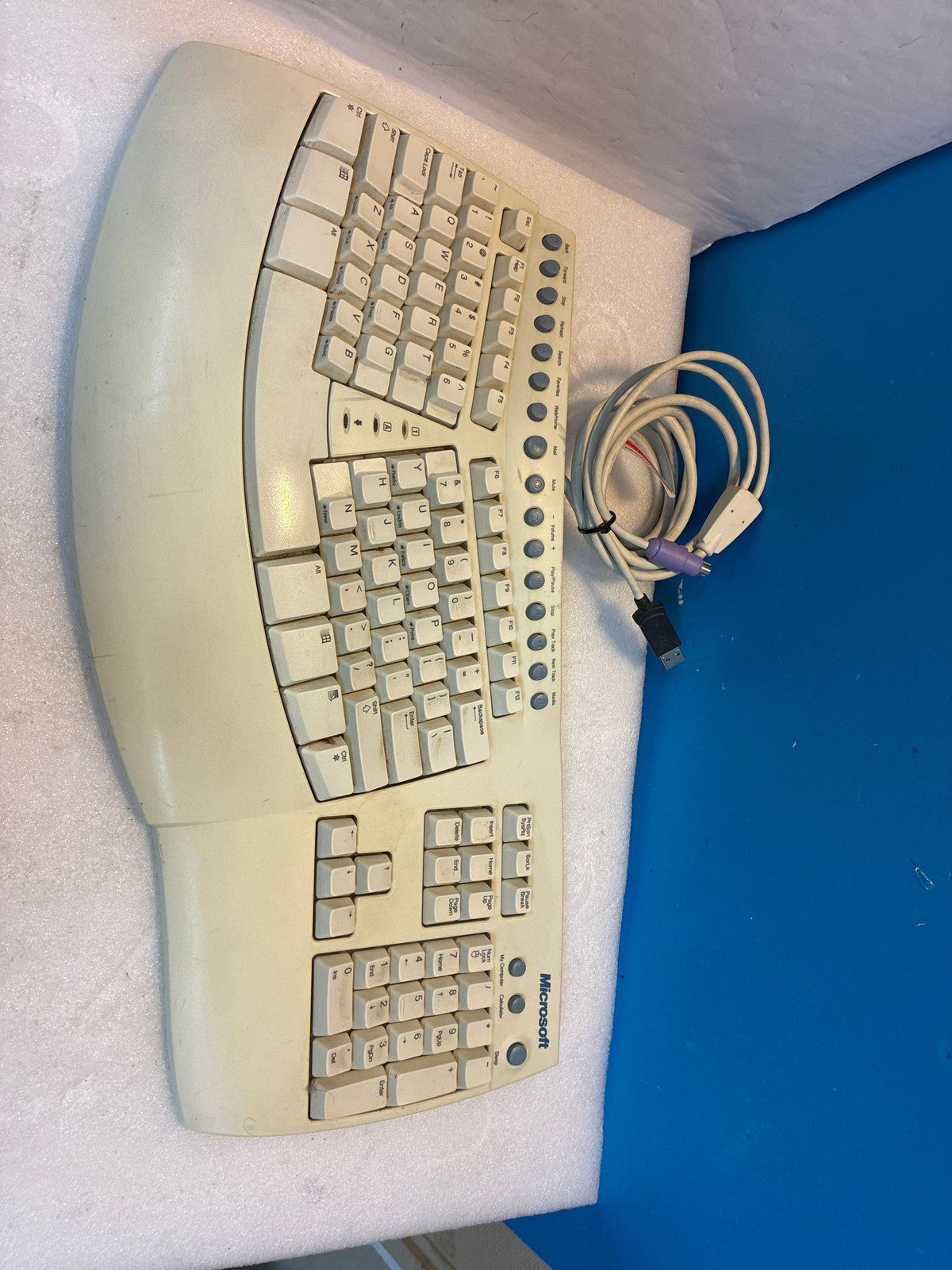 🔥 Microsoft Natural Keyboard Pro Ergonomic Split Keyboard PS/2 USB Beige
