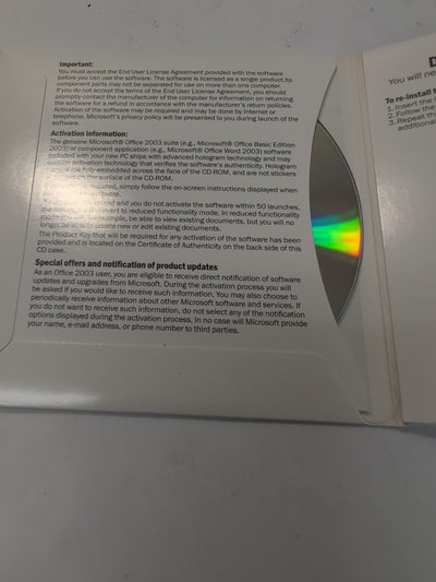 Microsoft Office Basic Edition 2003 - CD With Product Key - Dell -