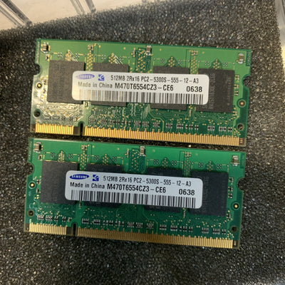 1GB= 512MB x 2 Samsung M470T6554CZ3-CE6 SODIMM PC2-5300 DDR2 laptop memory