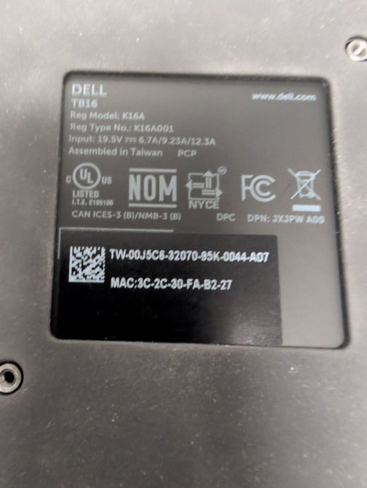 🔥 Dell TB16 K16A Thunderbolt Docking Station USB-C w/ 180W Adapter Tested  -