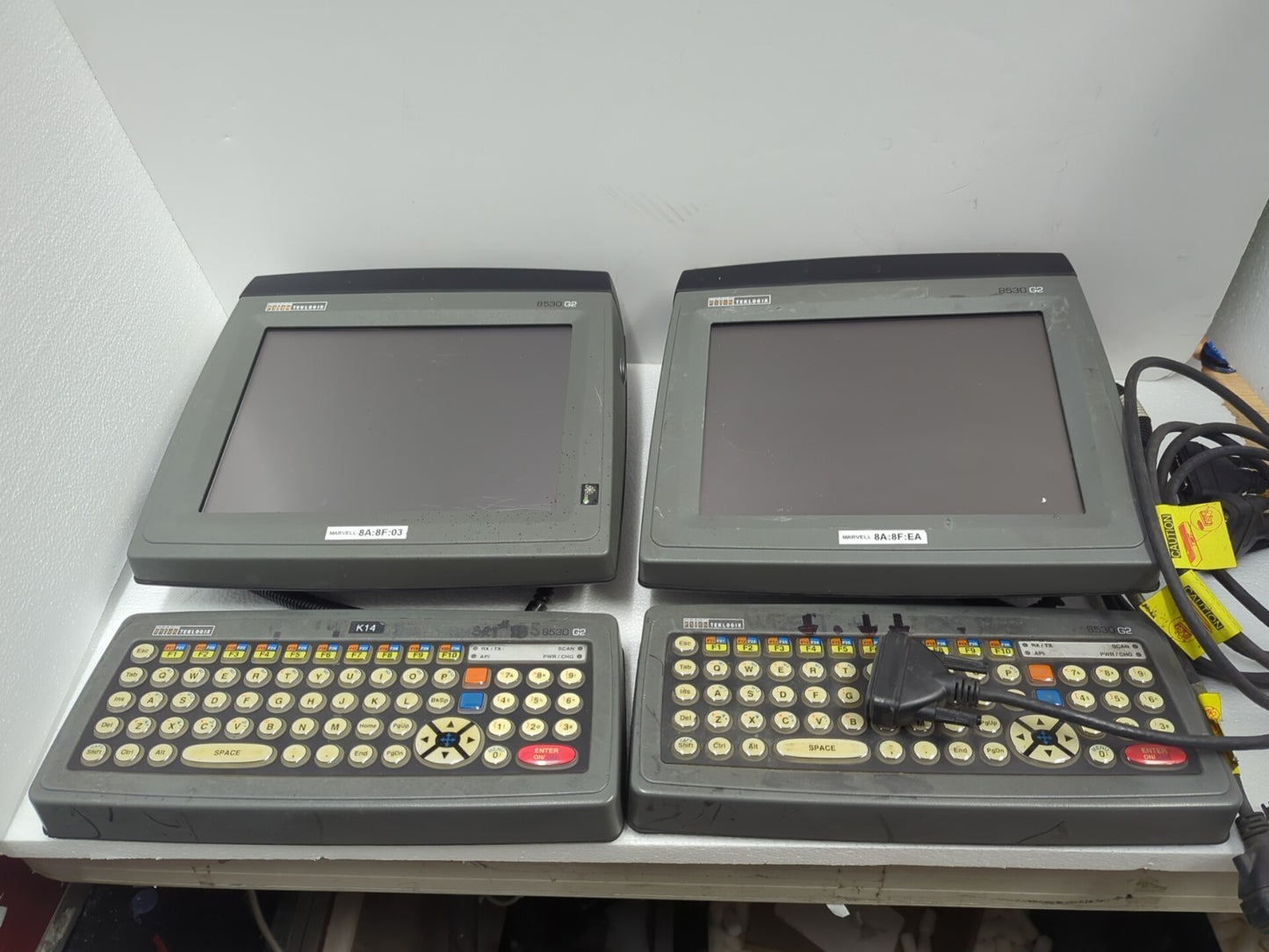 2x Psion Teklogix 8530 G2 Vehicle Mounted Computer w/ Keyboard + Cable (Read) -
