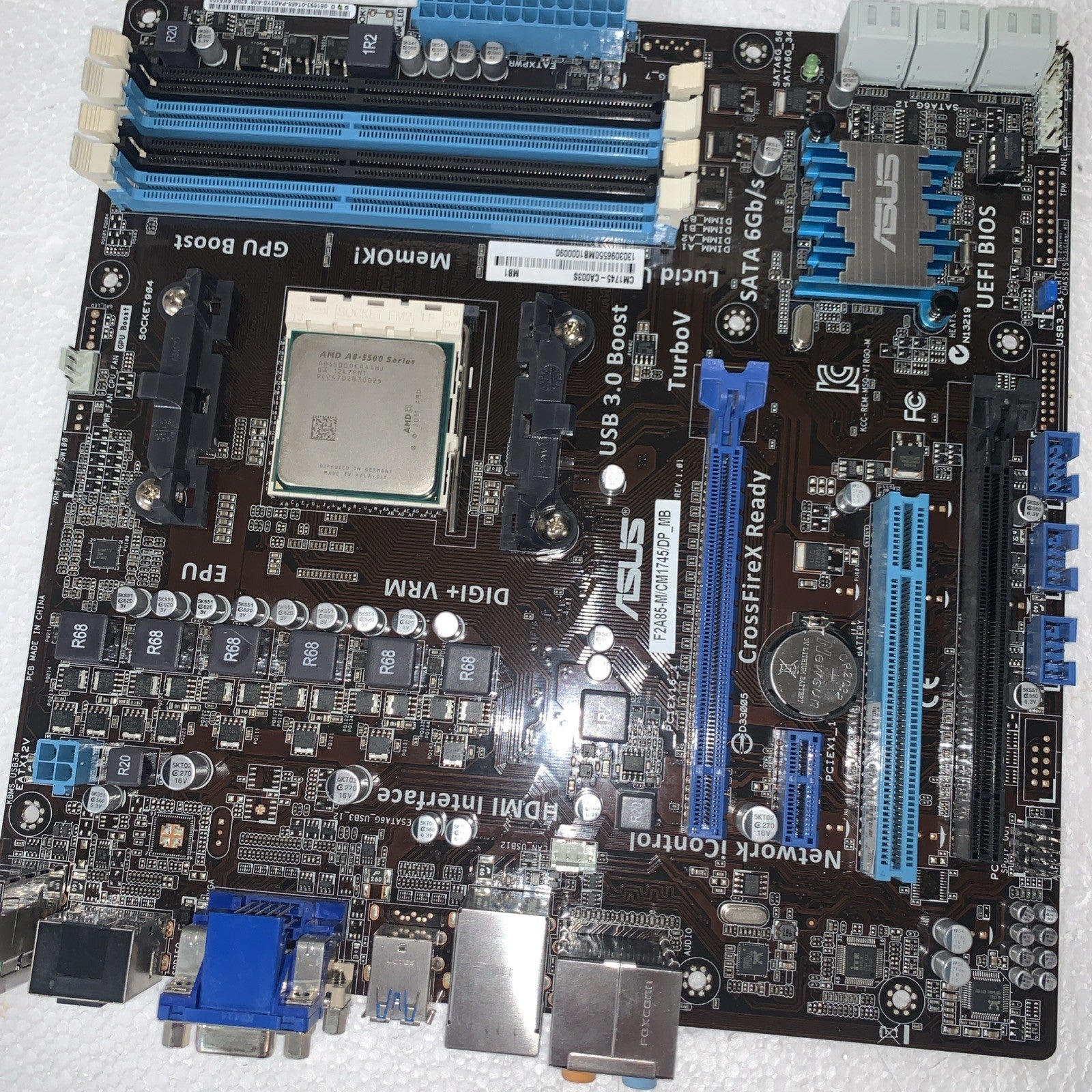 ASUS F2A85-M FM2 Motherboard + AMD A8-5500 Quad Core 3.2GHz APU Combo