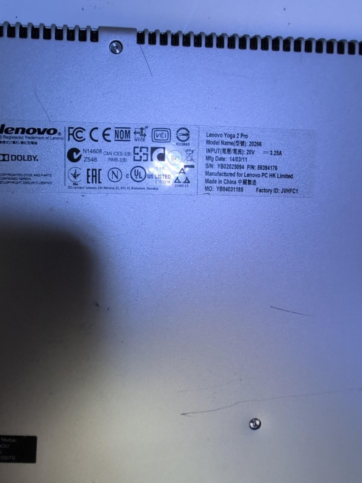 Lenovo Yoga 2 PRO 13.3" Touch FHD Laptop i5-4200U 1.60GHZ/ 8GB/256GB SSD/Win11 -