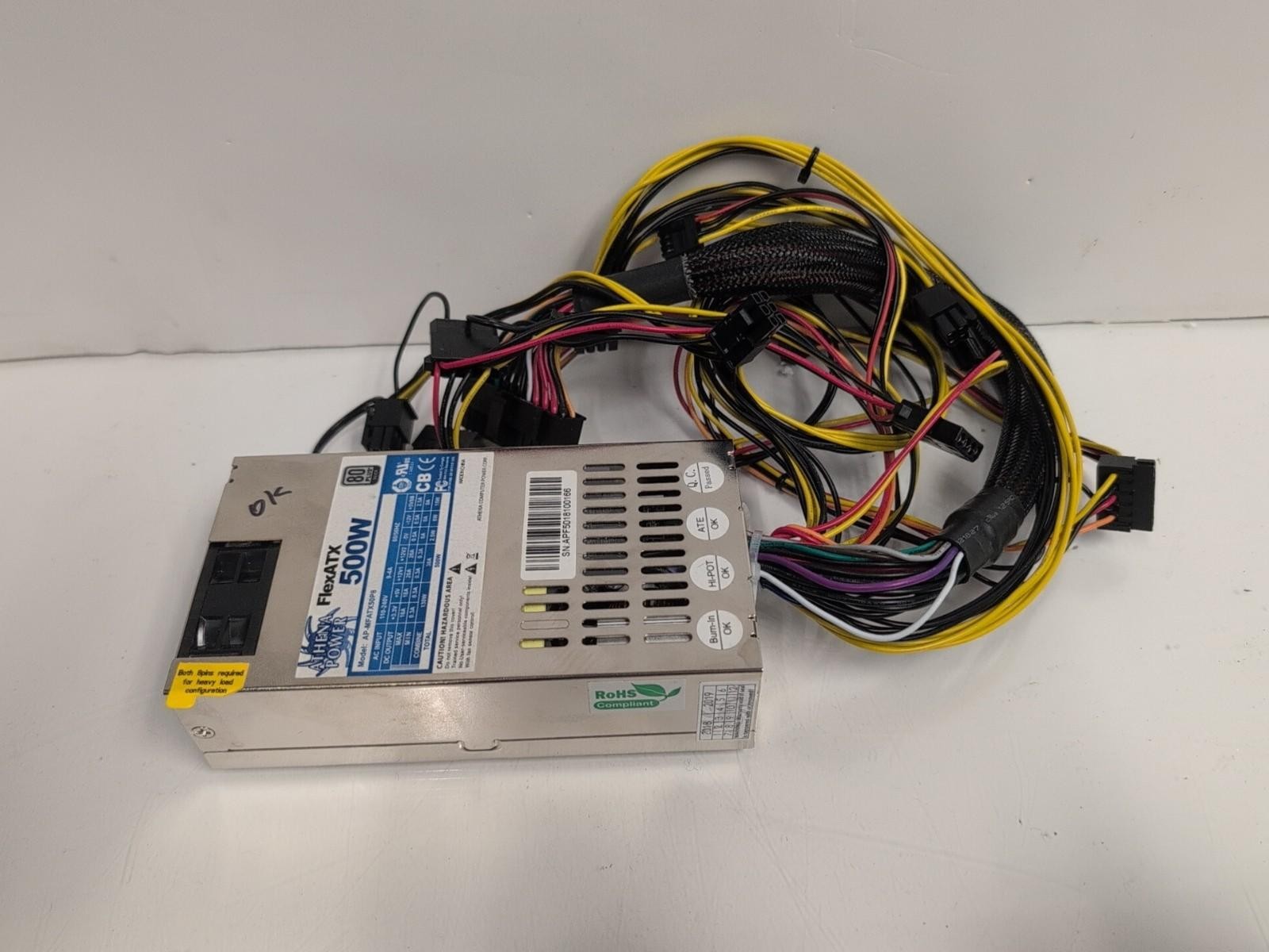 5x ATHENA POWER  AP-MFATX50P8 FLEX ATX 500W POWER SUPPLY (2X 6+2 PCIE) TESTED -