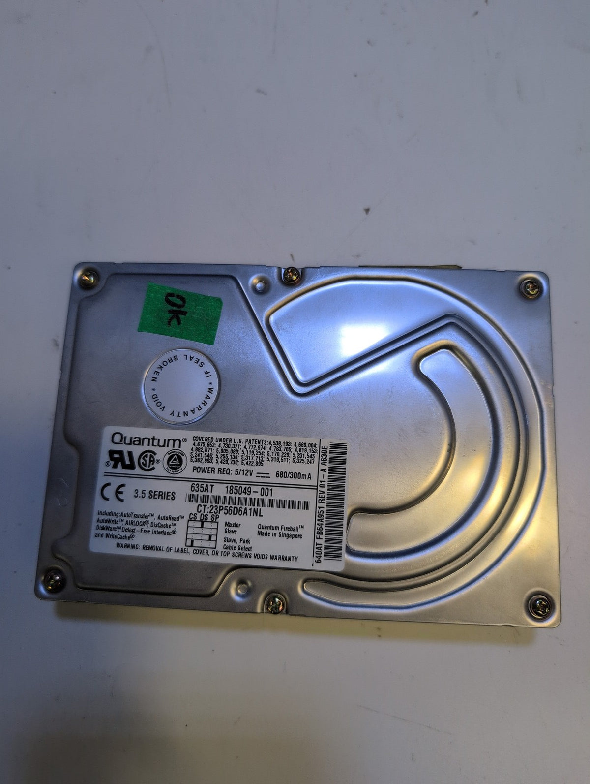 🎸 Quantum Fireball 635AT 3.5" IDE Hard Drive - Compaq 214209-001 Vintage