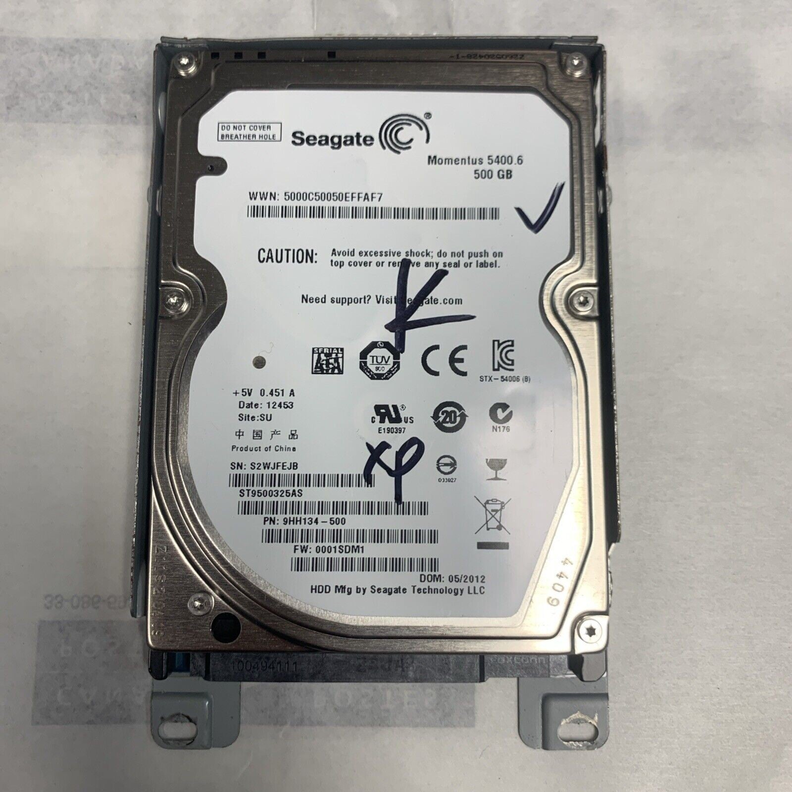 (Windows XP SP3) 500GB Hard Drive/caddy  for HP Pavilion dv7 laptop (1000+ days)