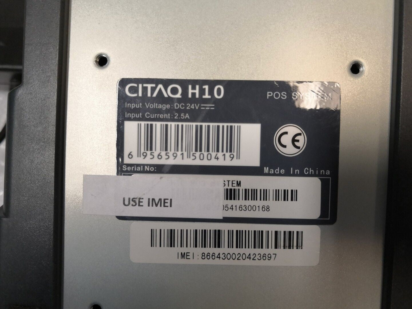 GRADE A ~ CITAQ H10 10" DISPLAY POS SYSTEM 4G FLASH/WIFI/PRINTING W/ AC  