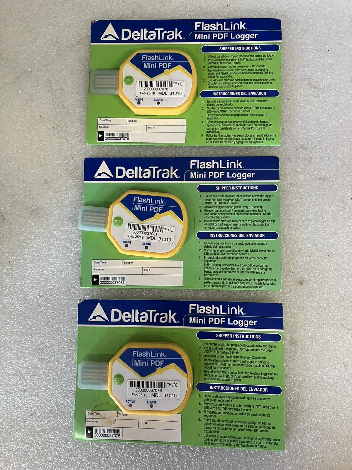 ~ (Lot of 3) New DeltaTrak FlashLink Mini PDF In-Transit Logger 31010