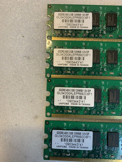 4 UNIFOSA 2GB PC2-6400 DDR2-800MHz non-ECC Unbuffered CL5 X2 GU342G0ALEPR692C6F1