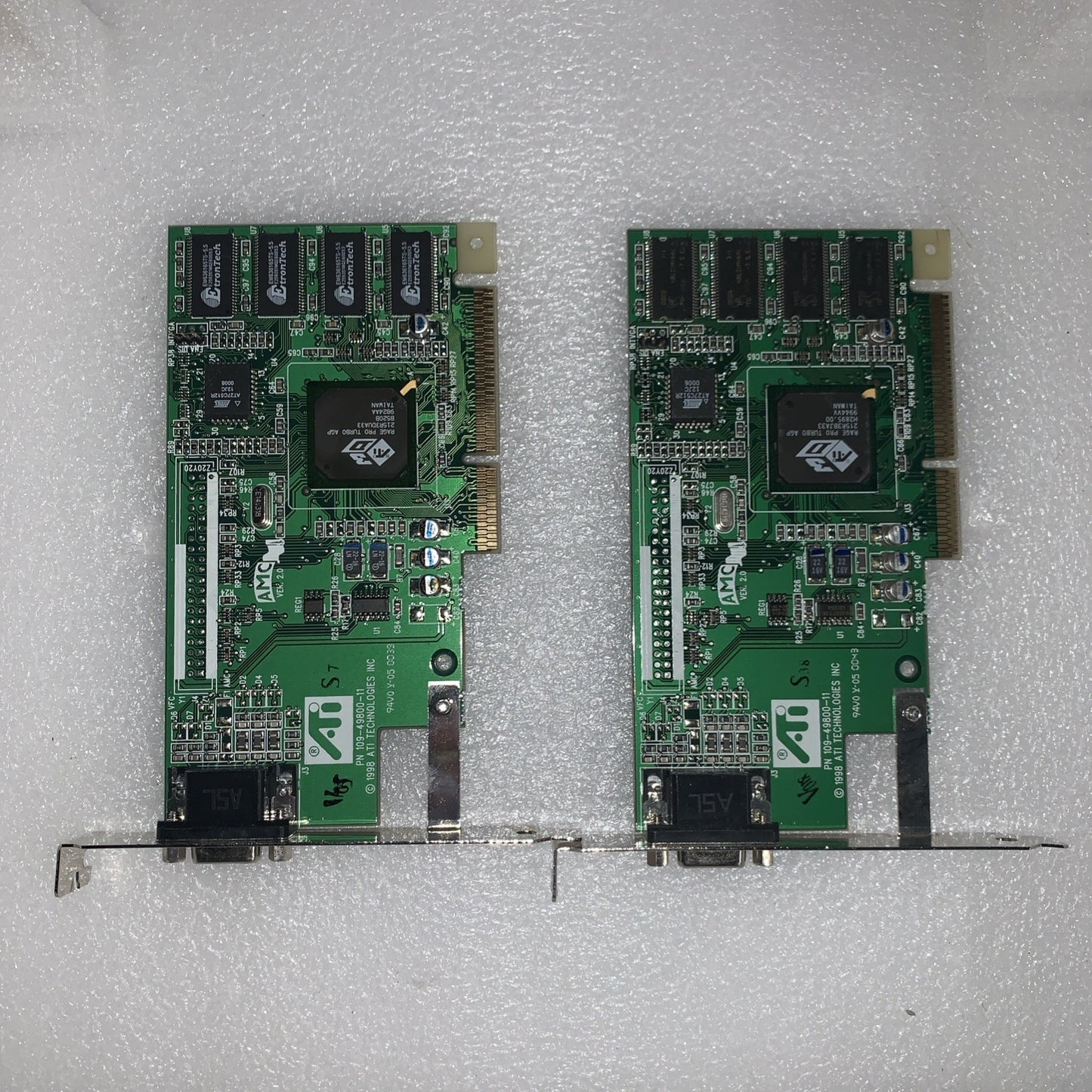 (2x) 1998 Vintage ATI 109-49800-11 Video Card Rage Pro Turbo AGP 0125-21000