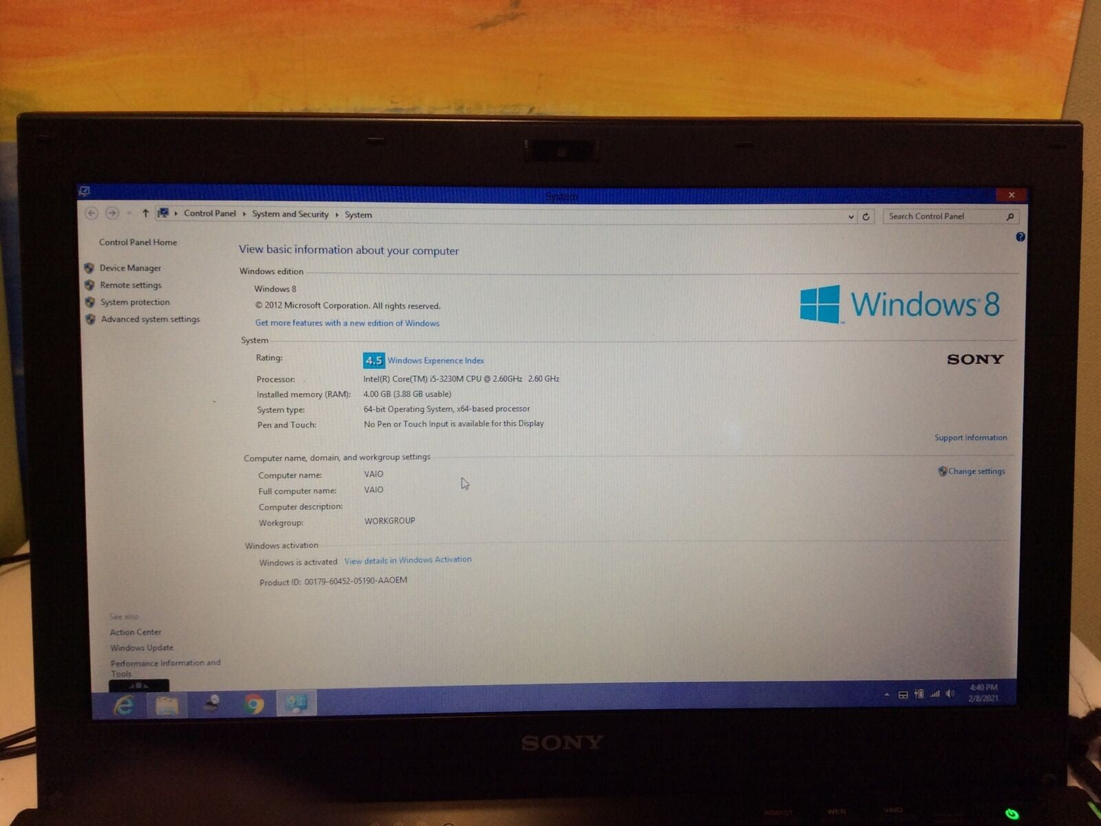 SONY S Series SVS131G21P 13.3"Laptop i5-3230M 4GB New 128GB SSD Original Win 8