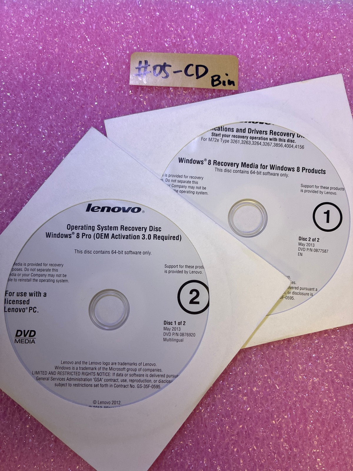 🔥 Lenovo Windows 8 Pro OEM Recovery DVD Set for M72e 2-Disc 0B76920