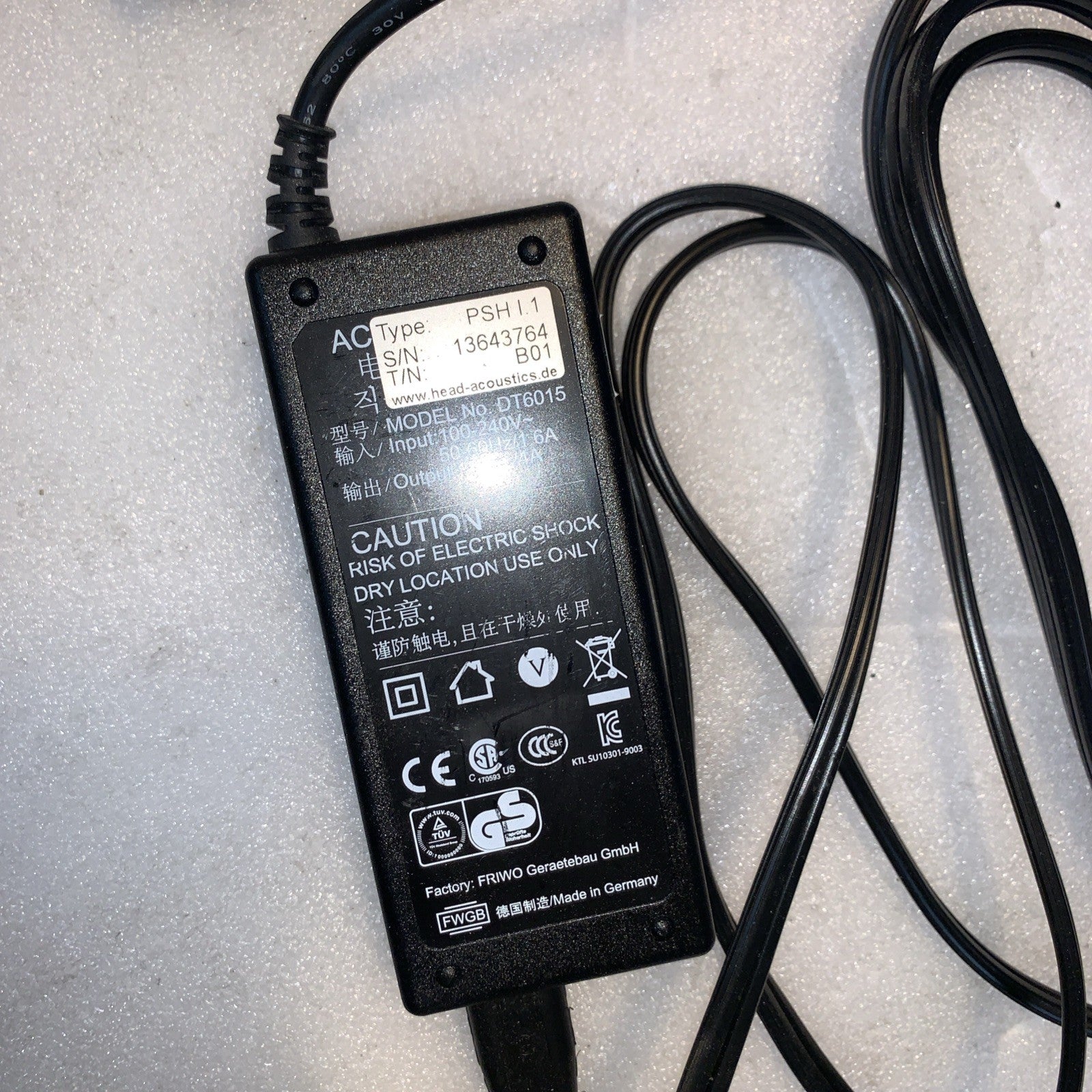 FRIWO DT6015 15V 4A Power Supply 4-Pin XLR Head Acoustics PSU