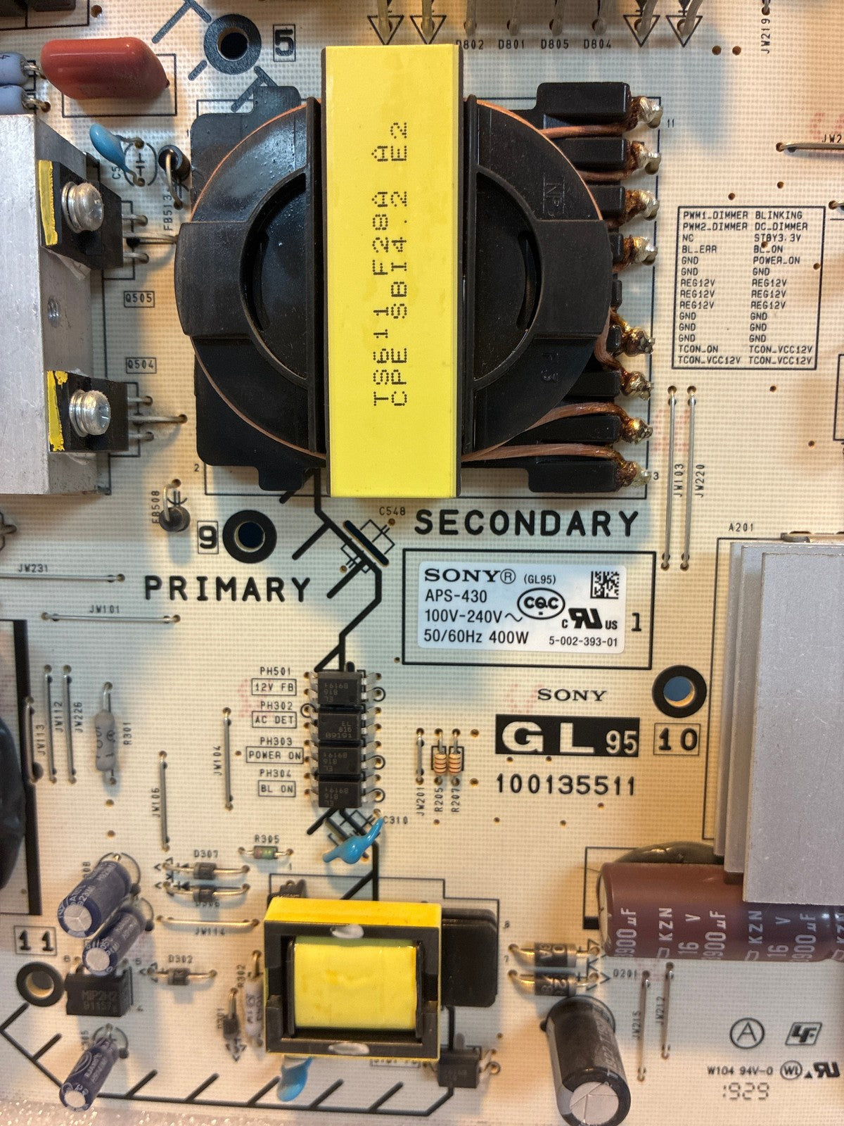 🔥 Sony APS-430 Power Supply Board for XBR-65X800G TV 1-002-393-01