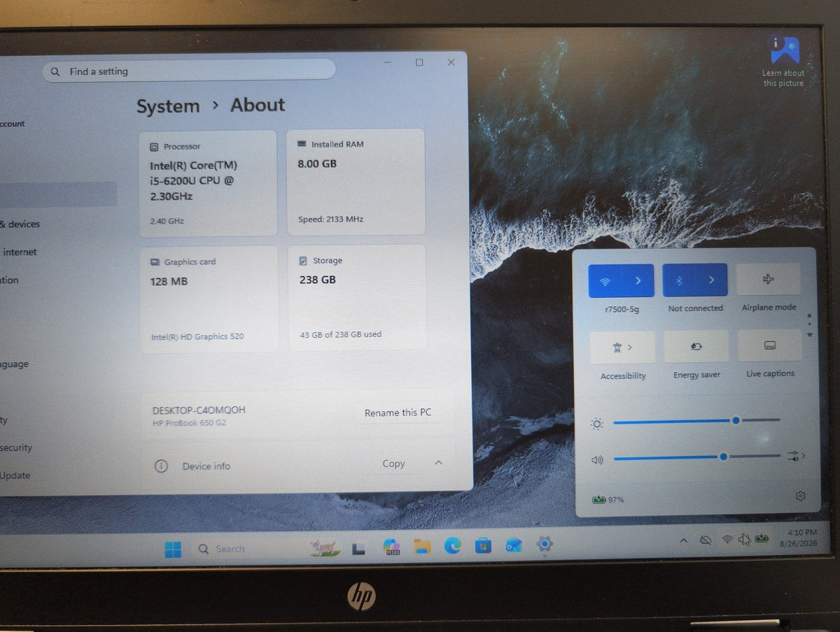 🎸 HP ProBook 650 G2 15.6" Laptop Intel Core i5-6200U 8GB RAM 256GB SSD Win11