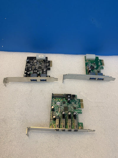 Lot of 3 PCIe USB 3.0 Expansion Card 2 or 4-Port USB-A Controller PCI Express