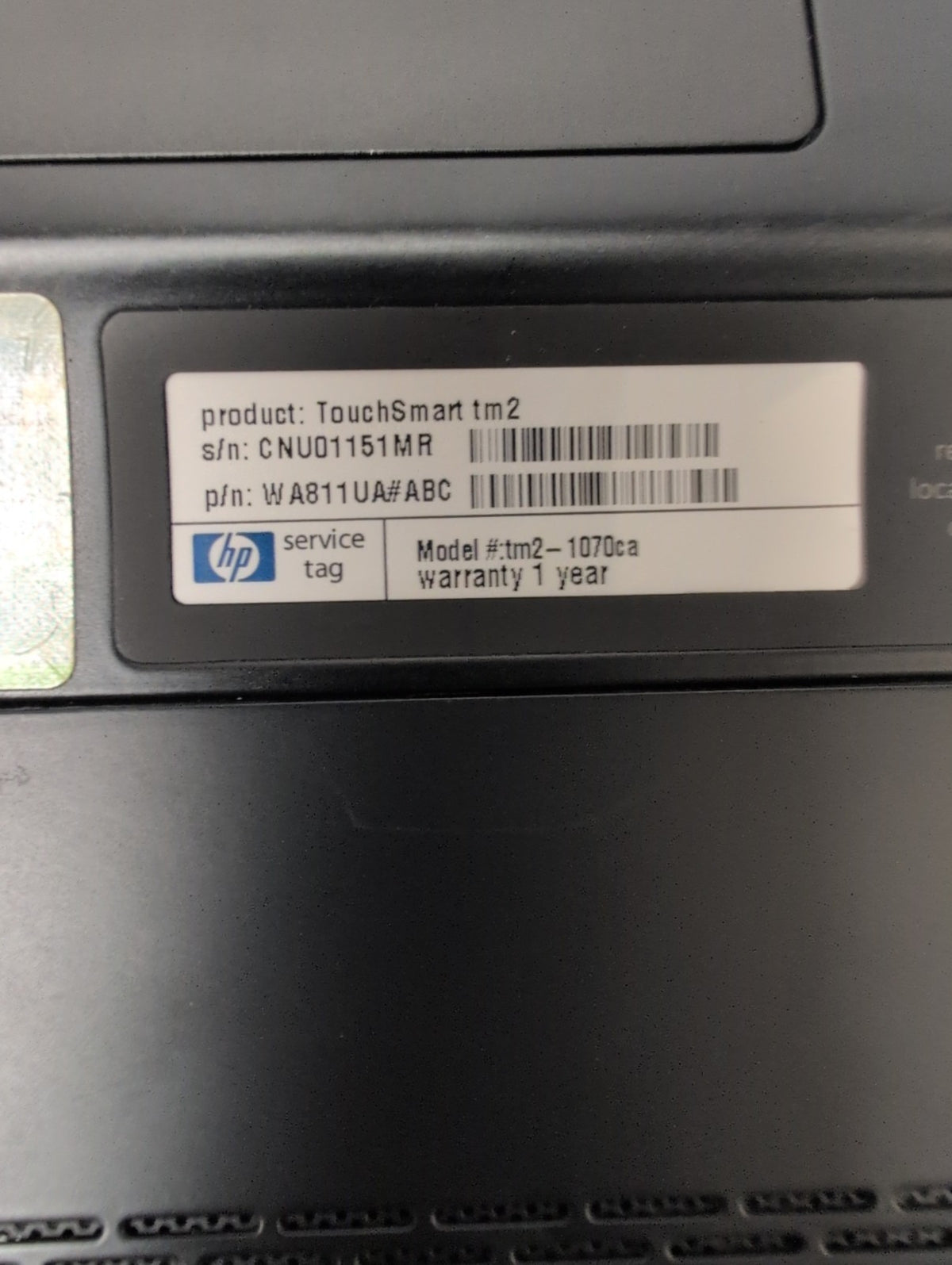 NICE HP TOUCHSMART TM2  12.1" TOUCH Laptop U7300 CPU/3GB RAM/500GB HDD/ WIN XP -