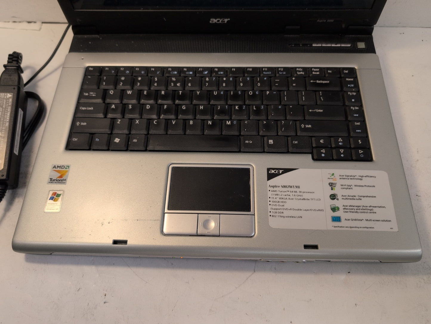 🔥 (AS IS) Acer Aspire 5000 15" Laptop AMD Turion 64/1GB RAM/100GB HDD/winXP -