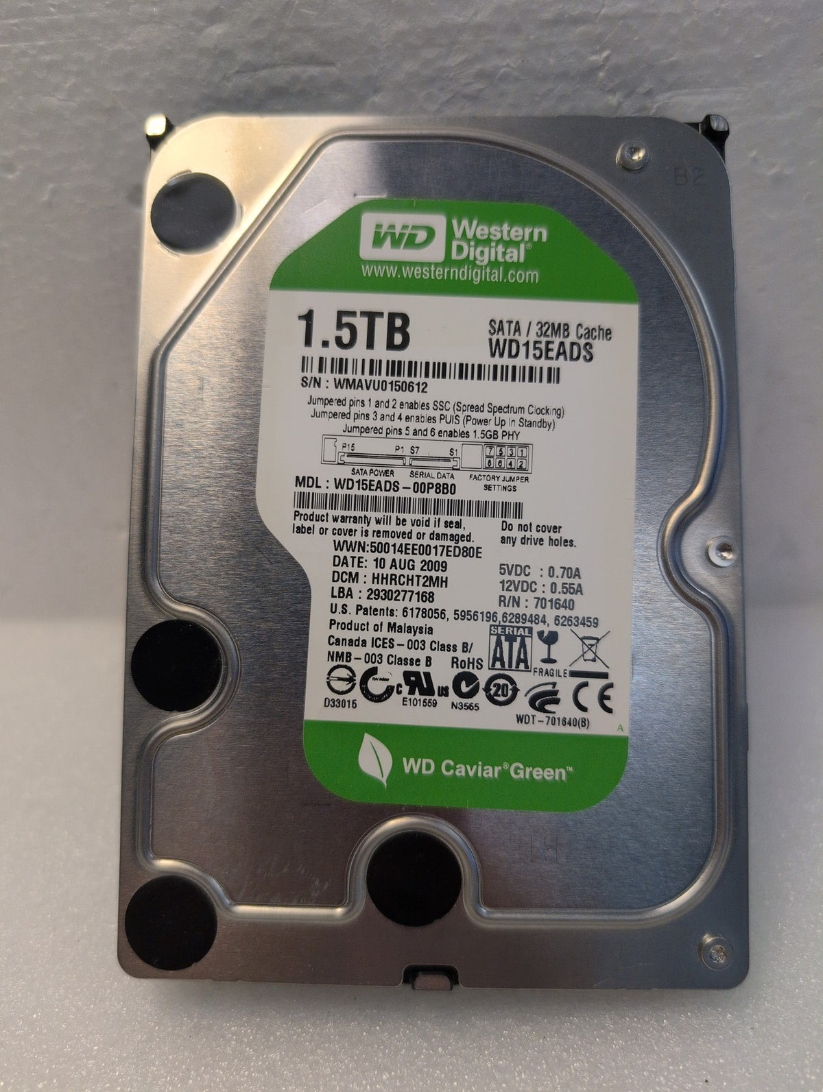 🎸 Western Digital Caviar Green 1.5TB SATA 3.5" Desktop HDD WD15EADS-00P8B0