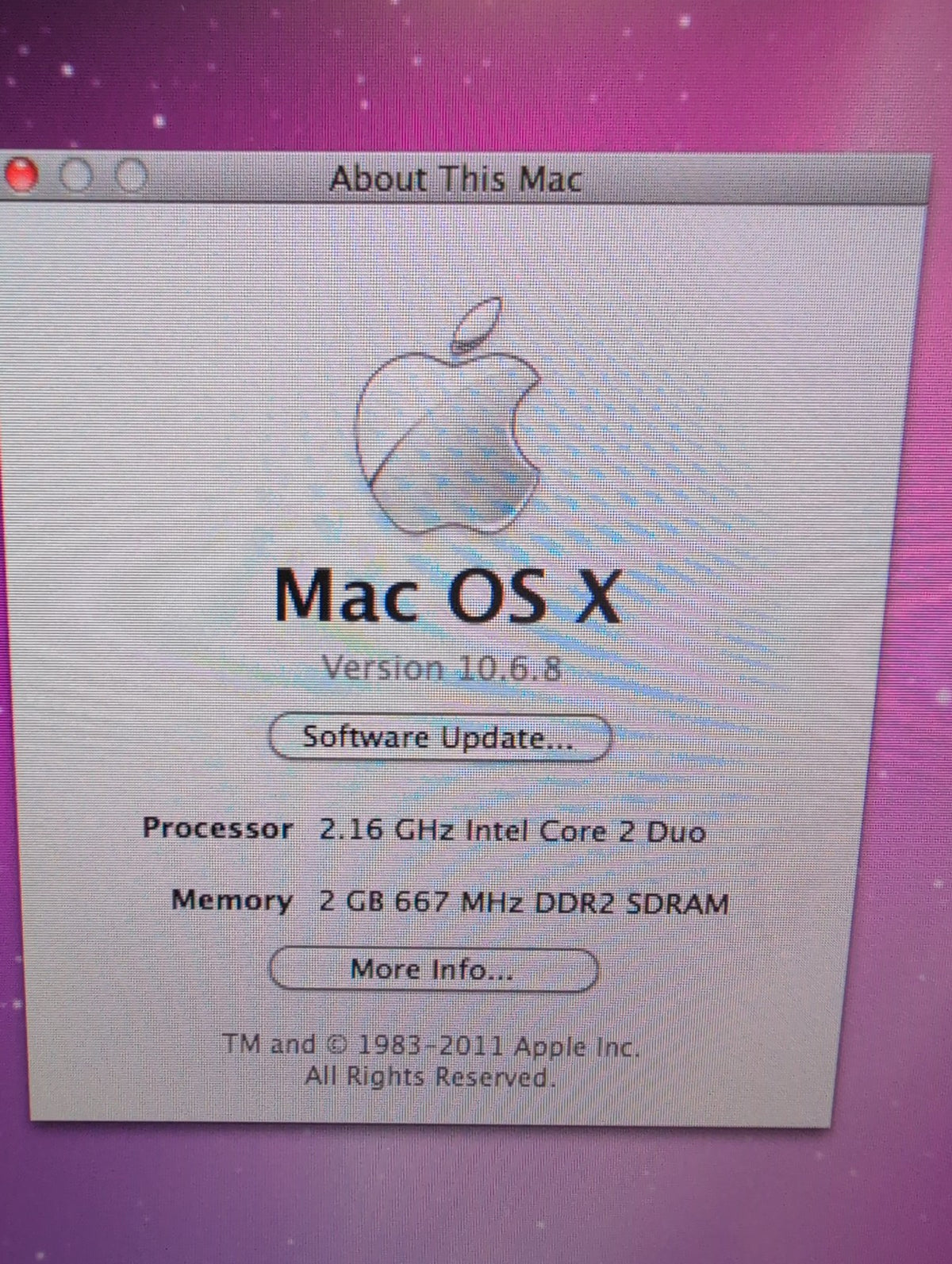 🎸 Apple iMac 20-inch A1207 Core 2 Duo 2.16GHz 2GB RAM 250GB HDD Mac OS X