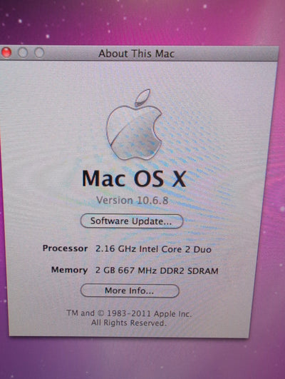 🎸 Apple iMac 20-inch A1207 Core 2 Duo 2.16GHz 2GB RAM 250GB HDD Mac OS X