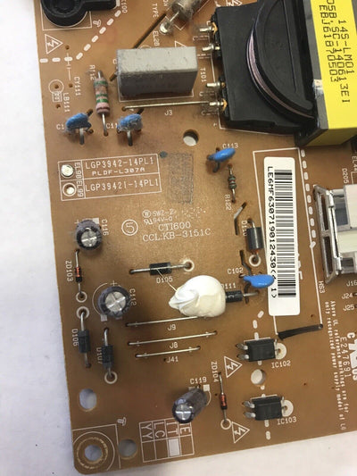 LG TV 42LB6200 power supply LGP3942-14PL1
