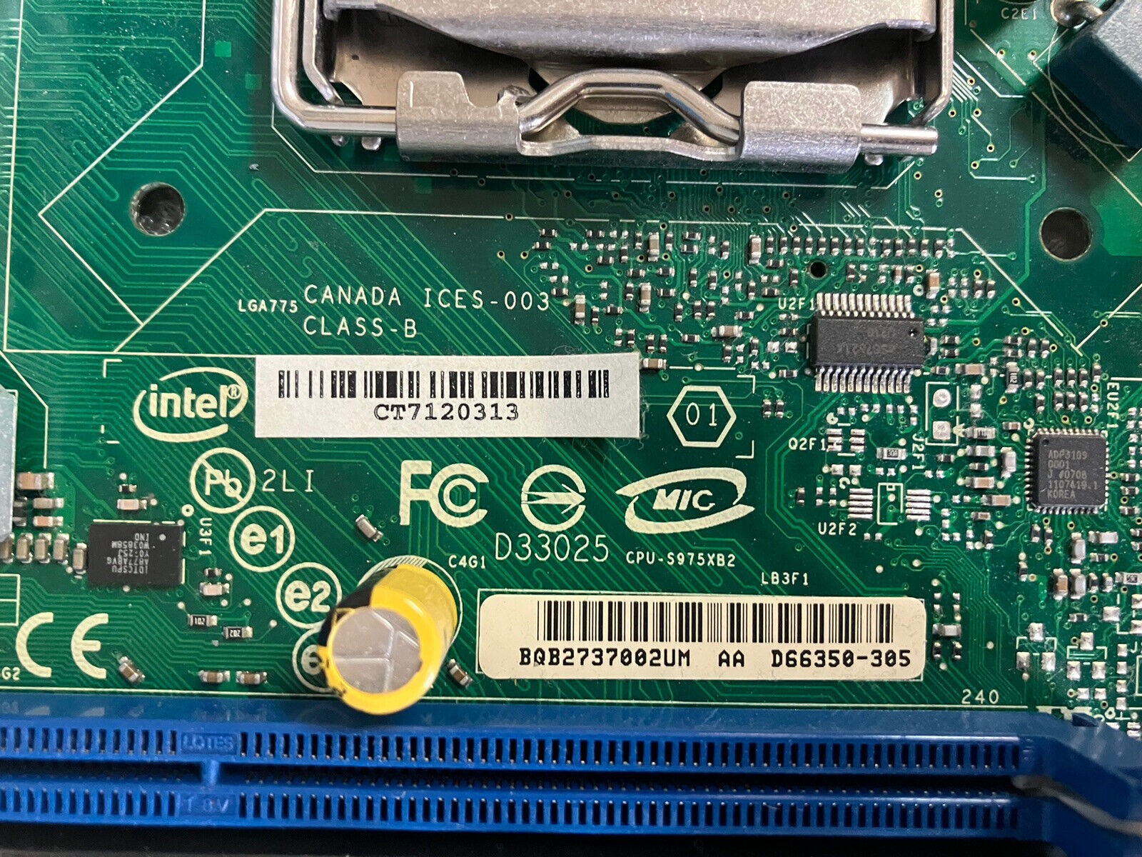 ~Intel S975XBX2 ATX Workstation Motherboard LGA 775 DDR2 W/ C2D 6600 + I/O Plate