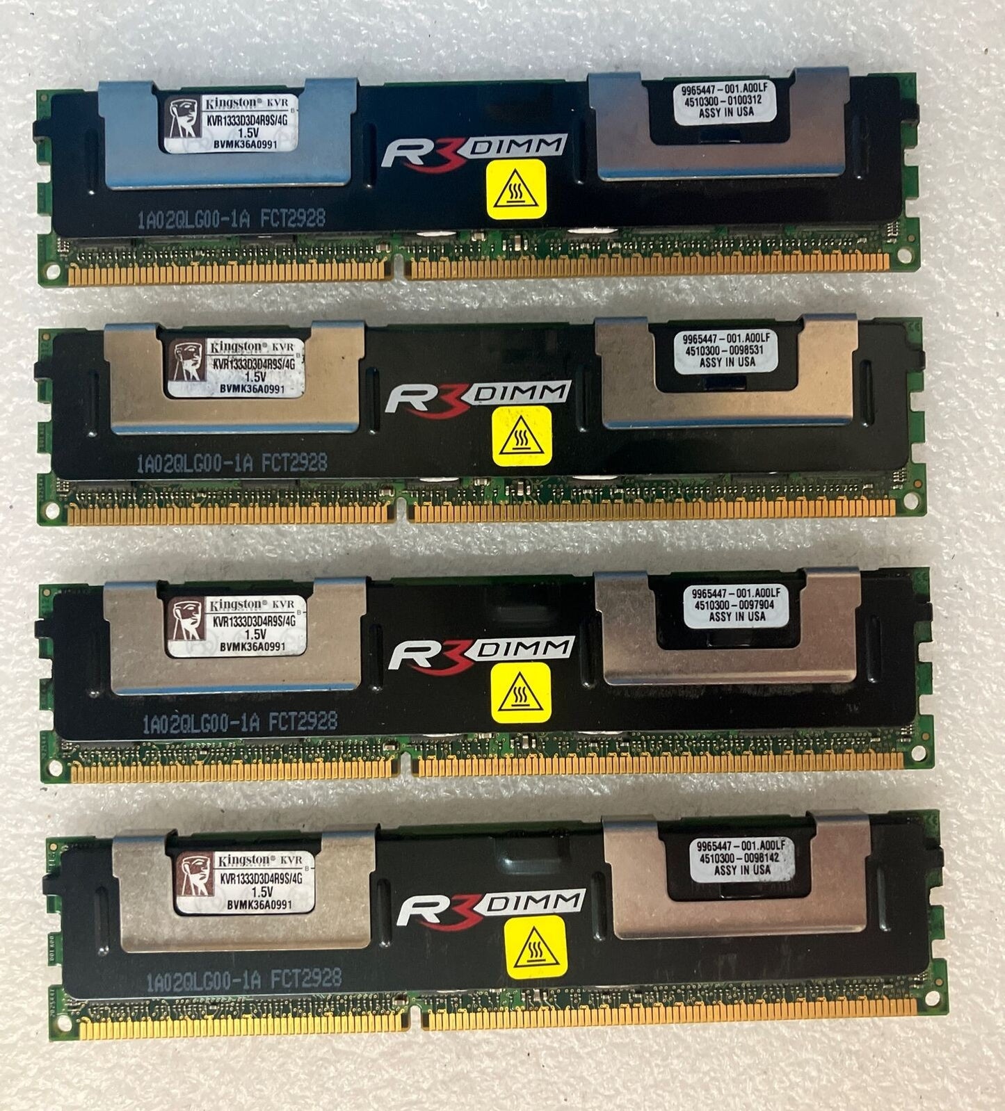 (4x 4GB) Kingston RAM KVR1333D3D4R9S/4G DDR3-1333 PC3-10600 ECC Server Memory ~