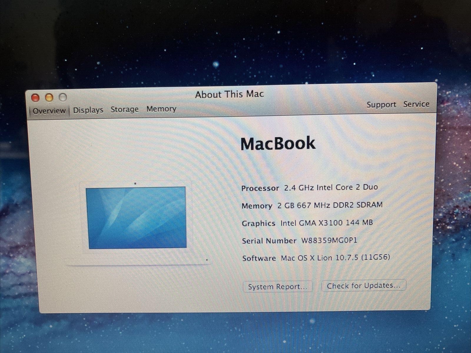 ~ Apple MacBook 13" Laptop 2008 A1181 Intel C2D CPU / 2GB / 160GB HDD (Read) ~