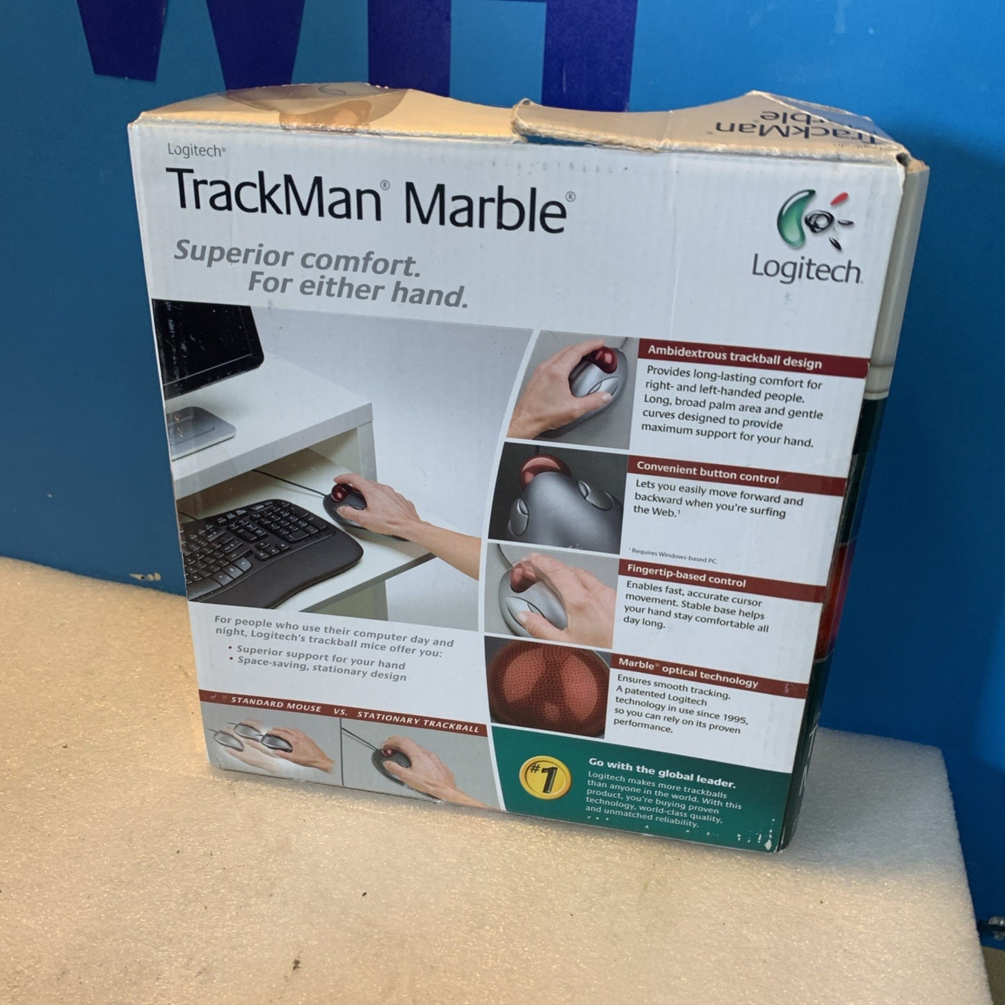 New 🔥 Logitech Trackman Marble Trackball Mouse  910-000806