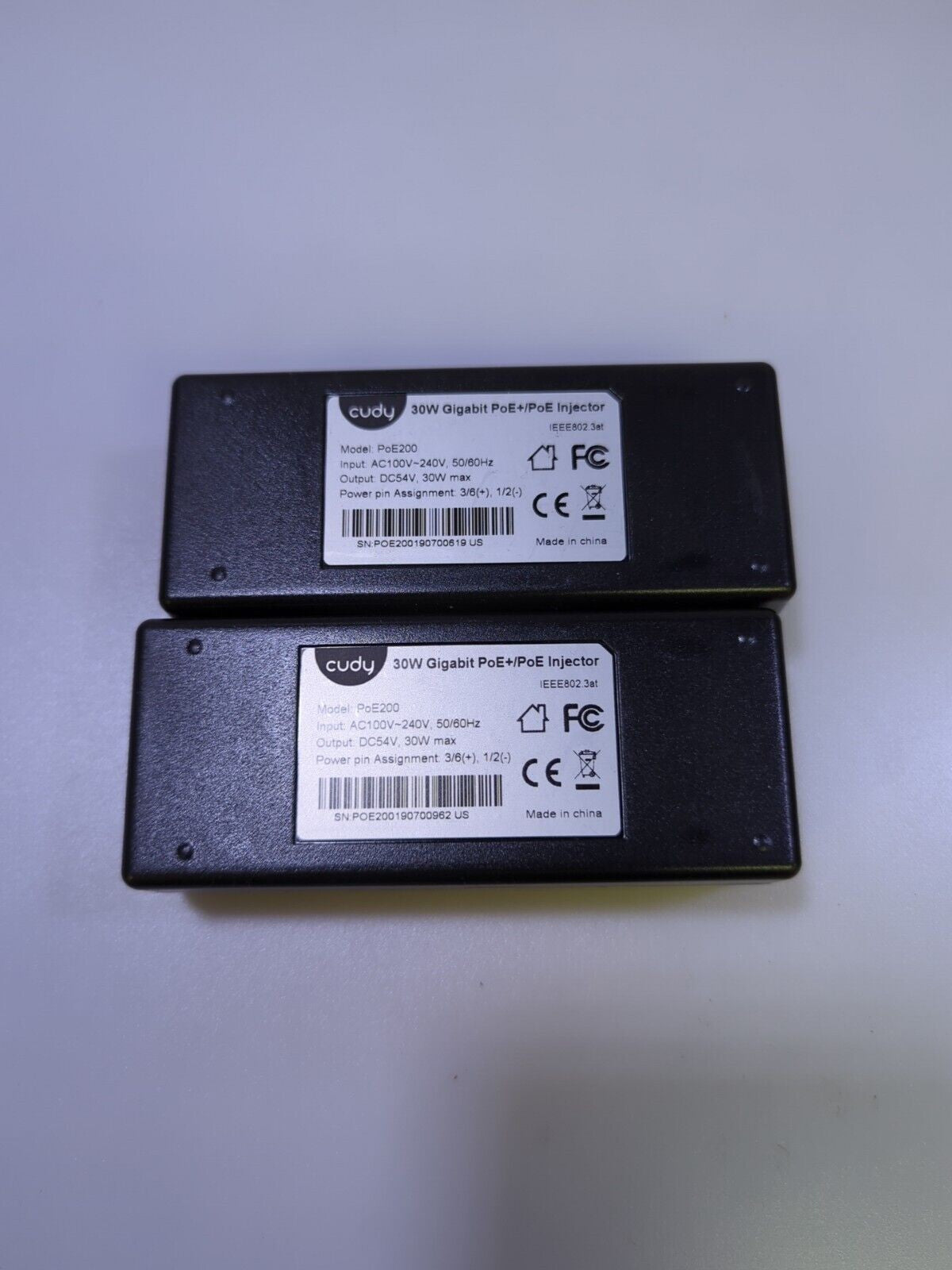 - 2x Cudy POE200 30W Gigabit PoE DC 54V Output Injector Adapter