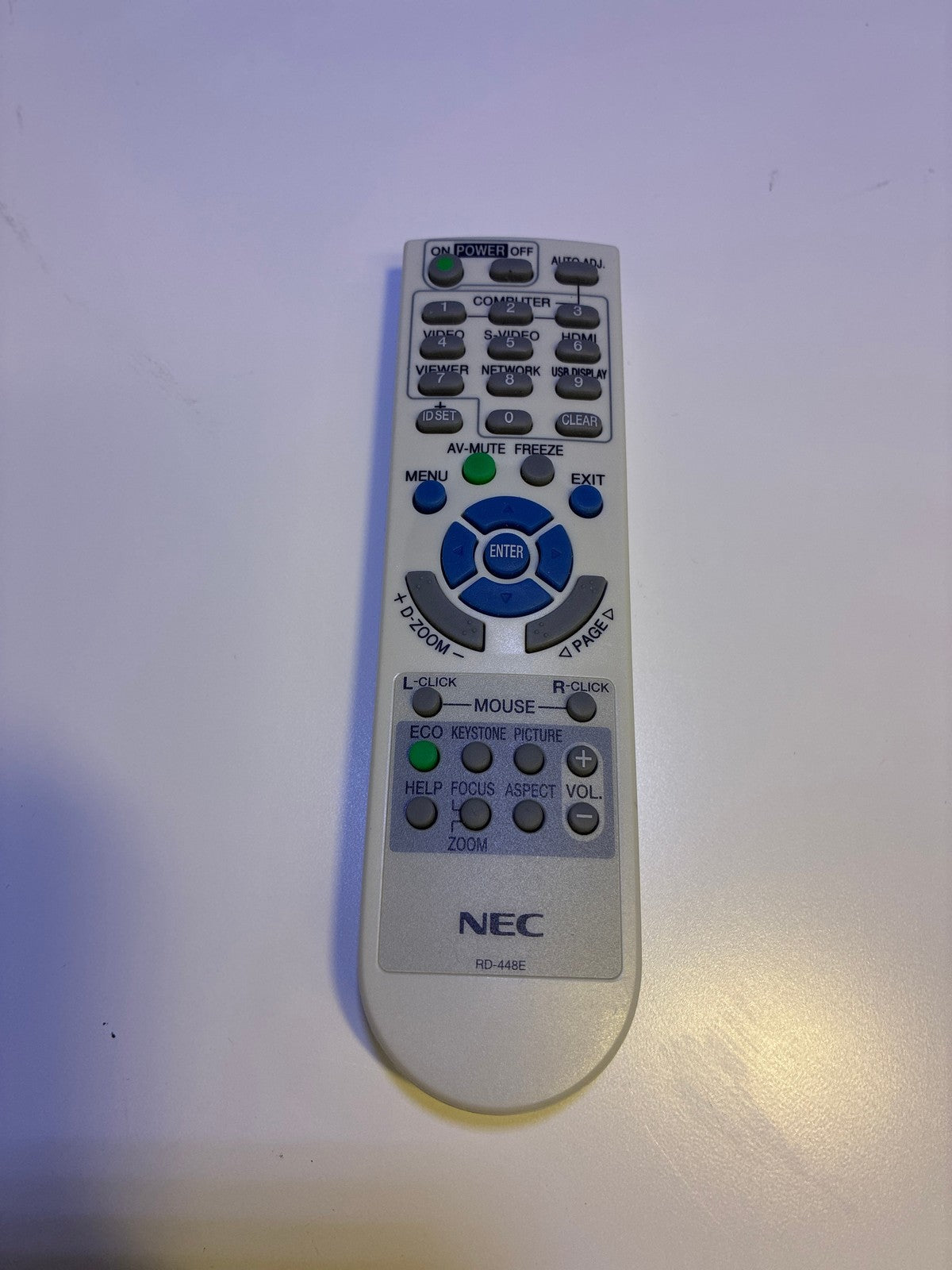 🔥 NEC RD-448E Projector Remote Control White/Gray for NEC Projectors HDMI USB