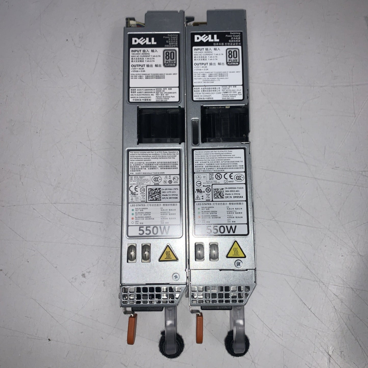 🔥Lot of 2 Dell PowerEdge R320 R420 550W 80+Power Supply RYMG6 D33R2 M9SX4