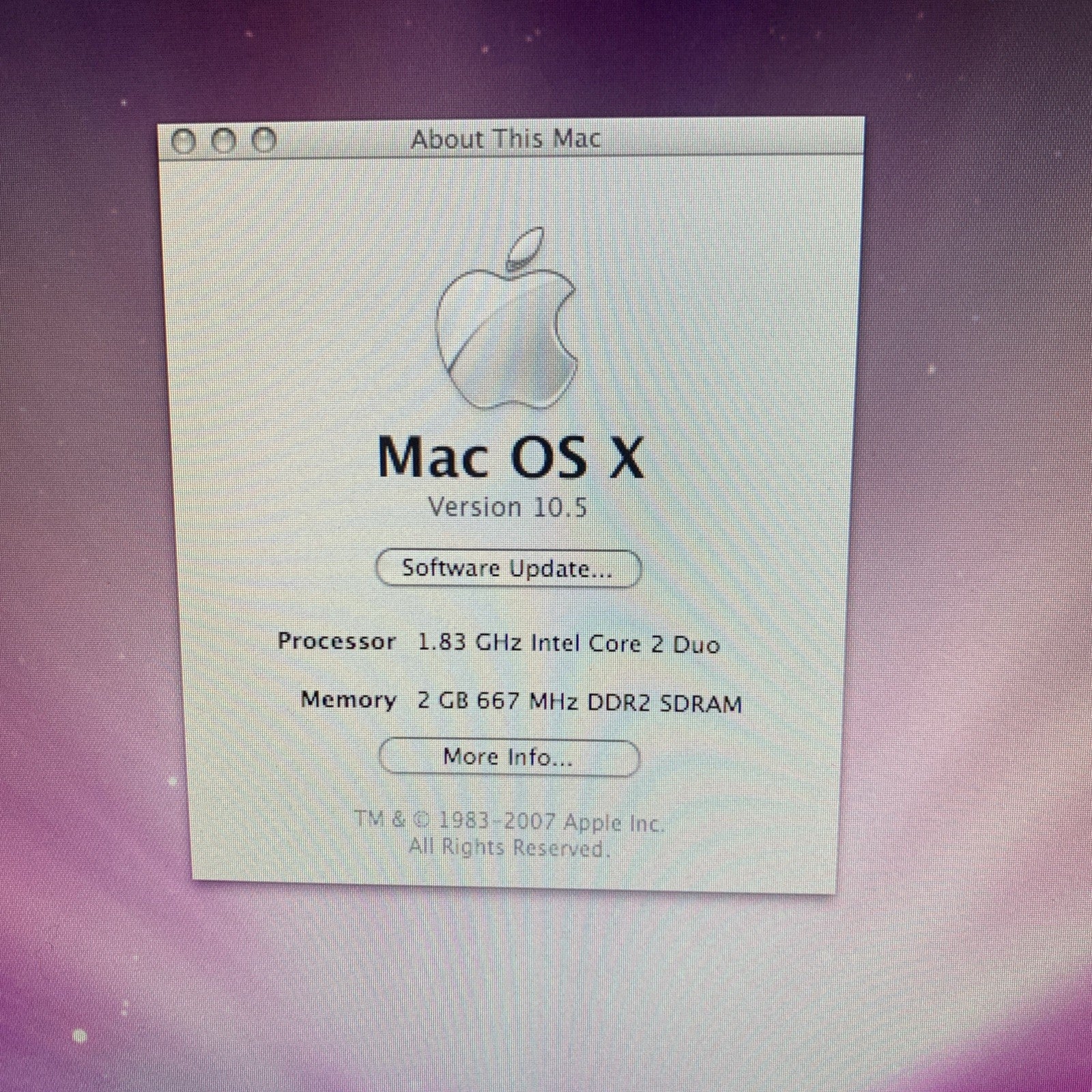Nice ~ Apple iMac 17" Intel Core Duo 1.83Ghz 2GB RAM 160GB OS X 10.5
