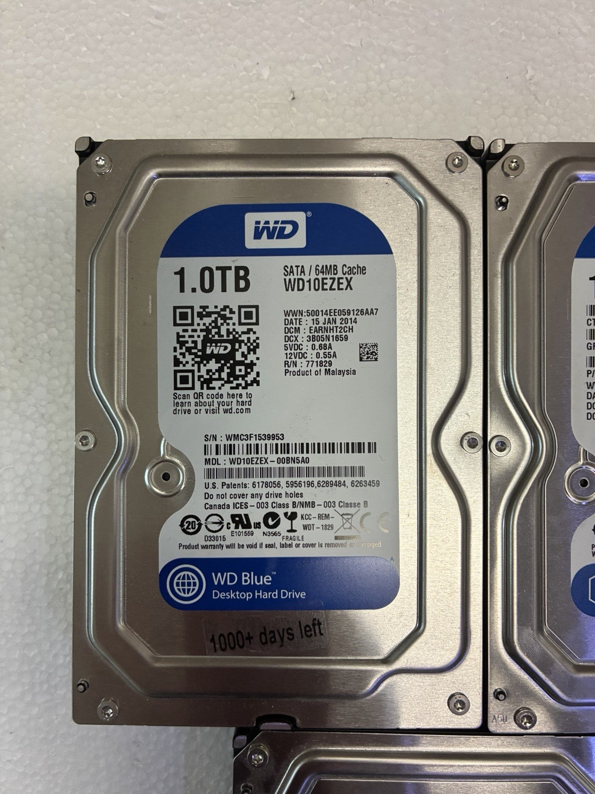 🔥 5x  WD Blue 1TB SATA 7200RPM 3.5” HDD WD10EZEX Tested (1000 days remaining)