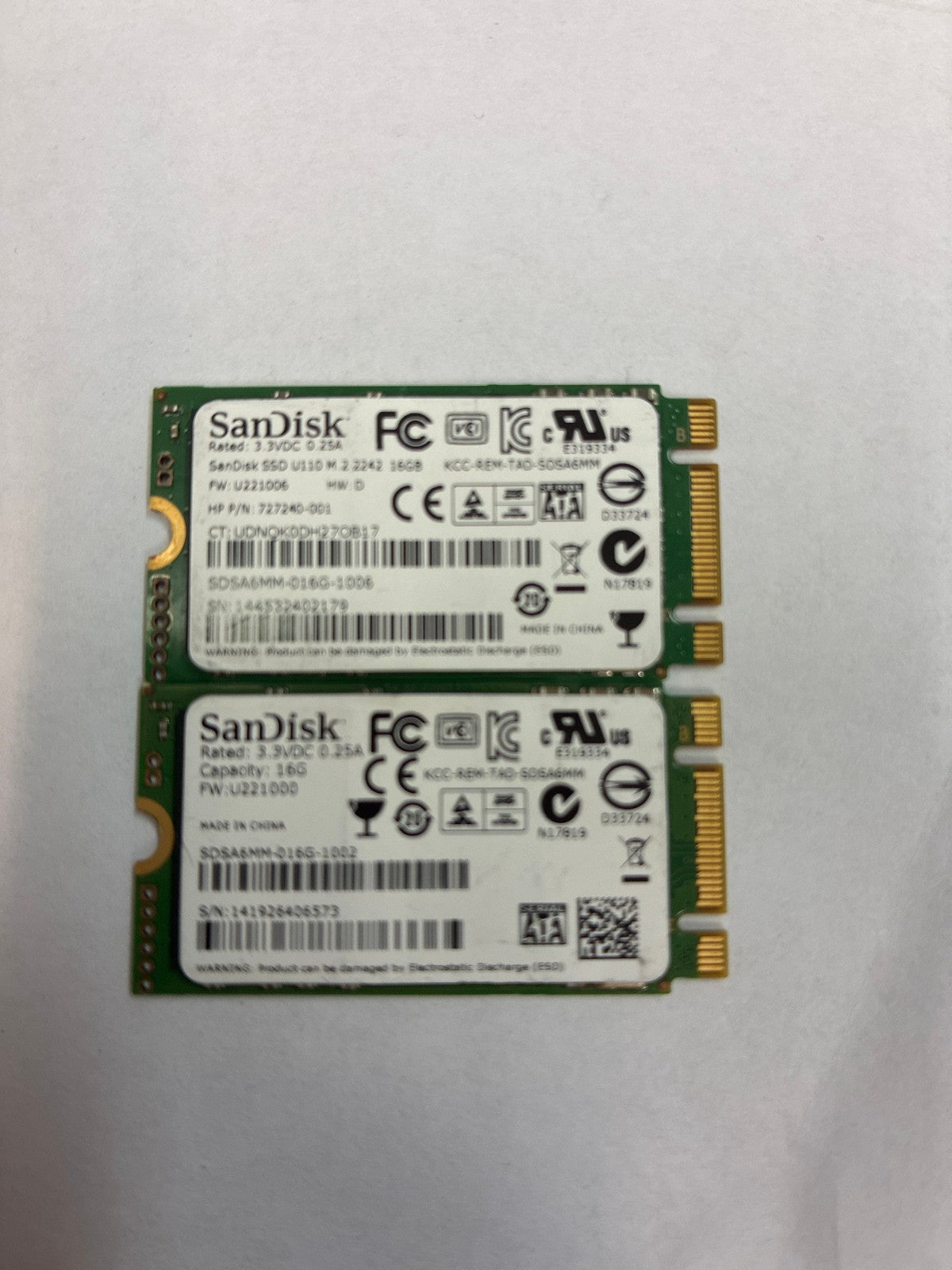 🔥 SanDisk SSD U110 SDSA6MM-016G-1006 M.2 2242 16GB SATA SSD Lot of 2