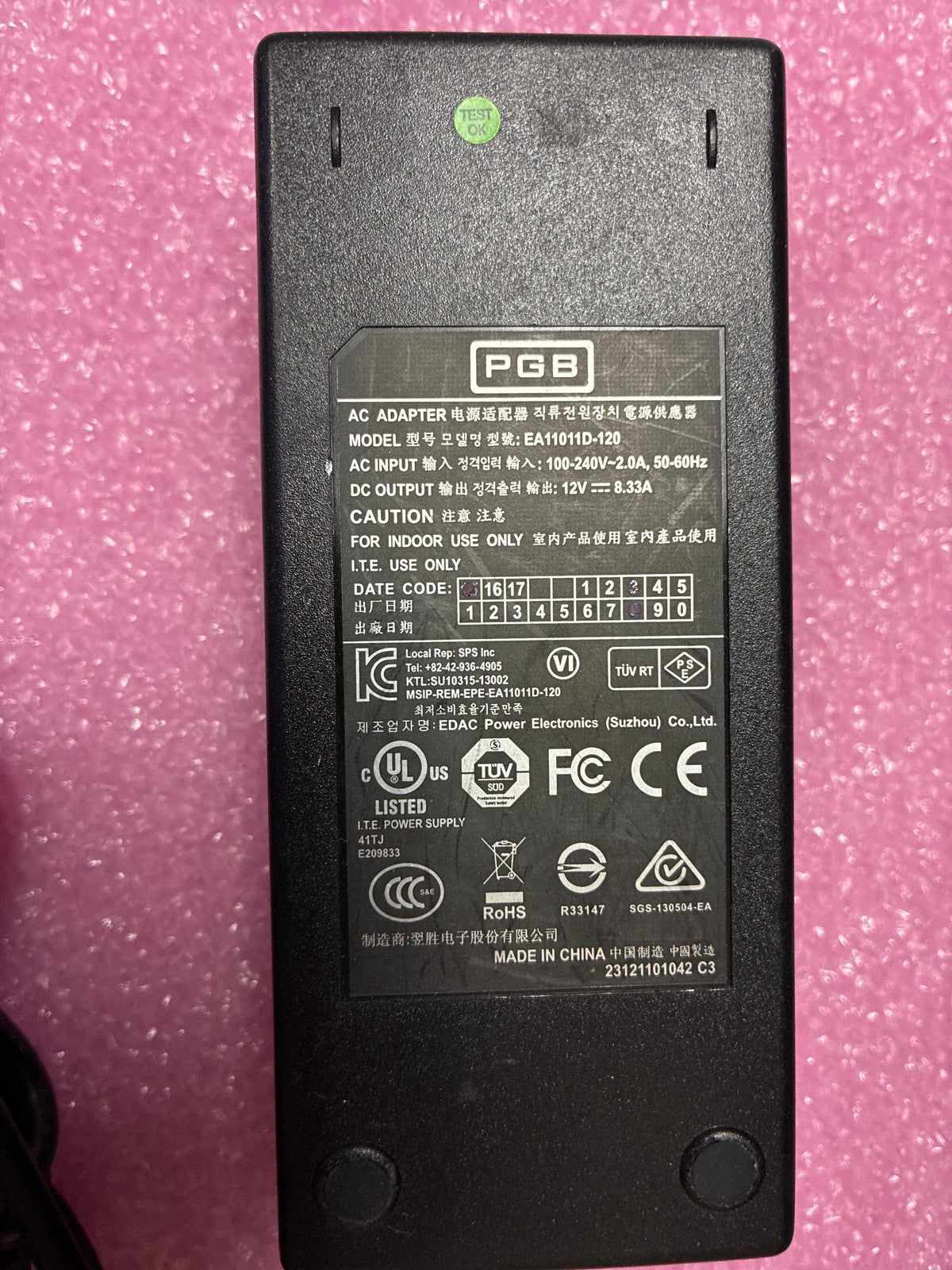 🔥 PGB EA11011D-120 AC/DC Adapter 12V 8.33A 100W IEC C14 Power Supply