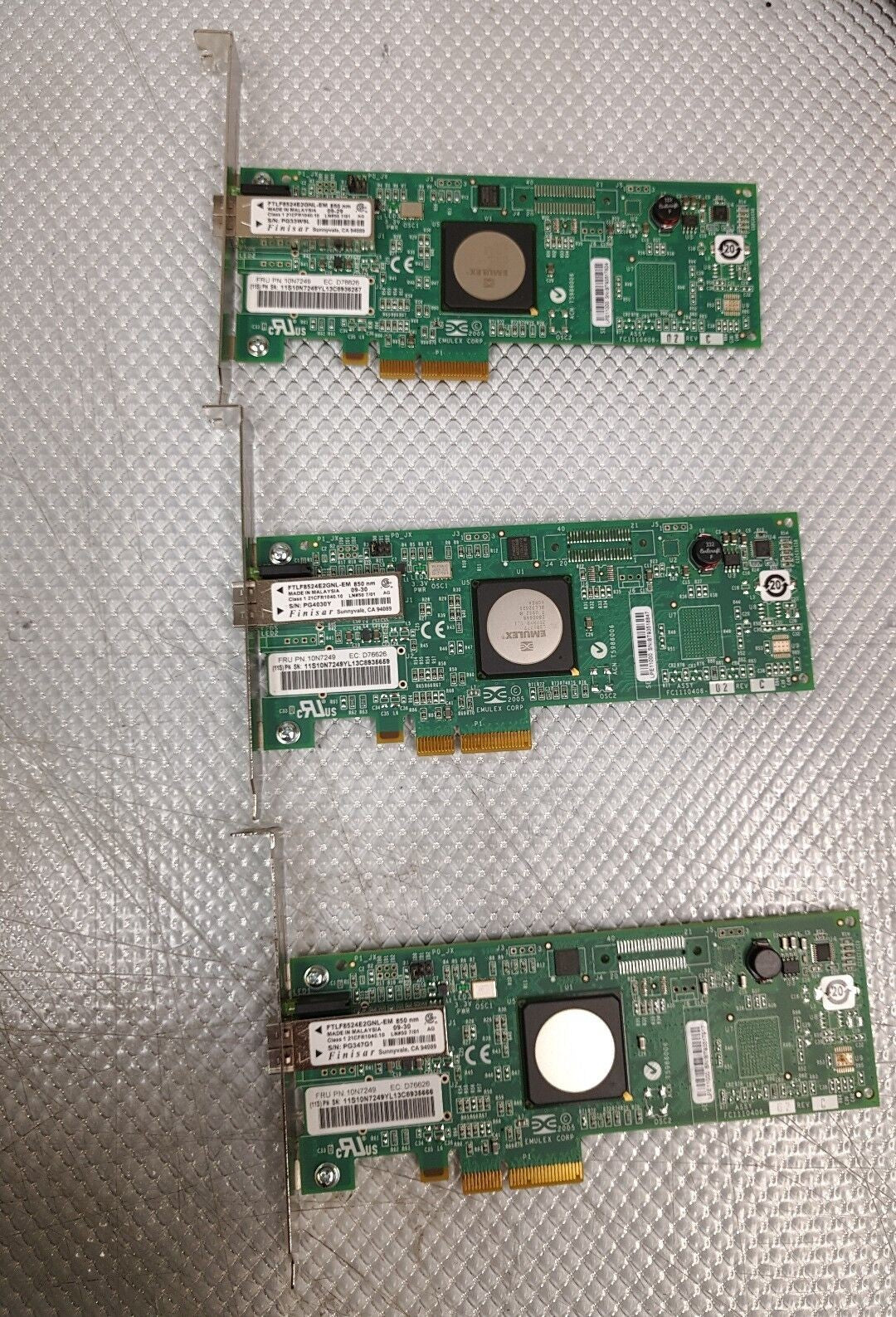-  LOT OF 3 IBM Single-Port 4Gbps Fibre Channel PCIe Adapter 10N7249 @@@