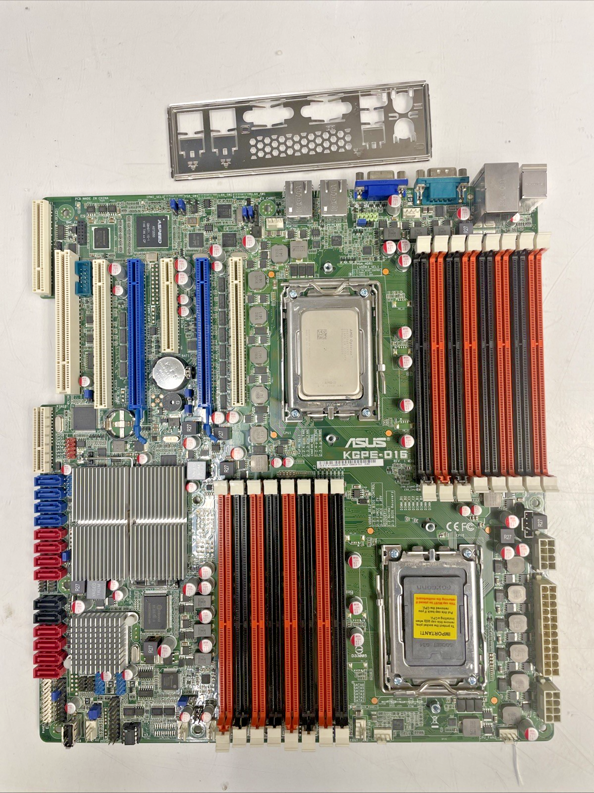 🔥 ASUS KGPE-D16 G34 Motherboard w/ 1x AMD Opteron 6172+ IO Shield  +